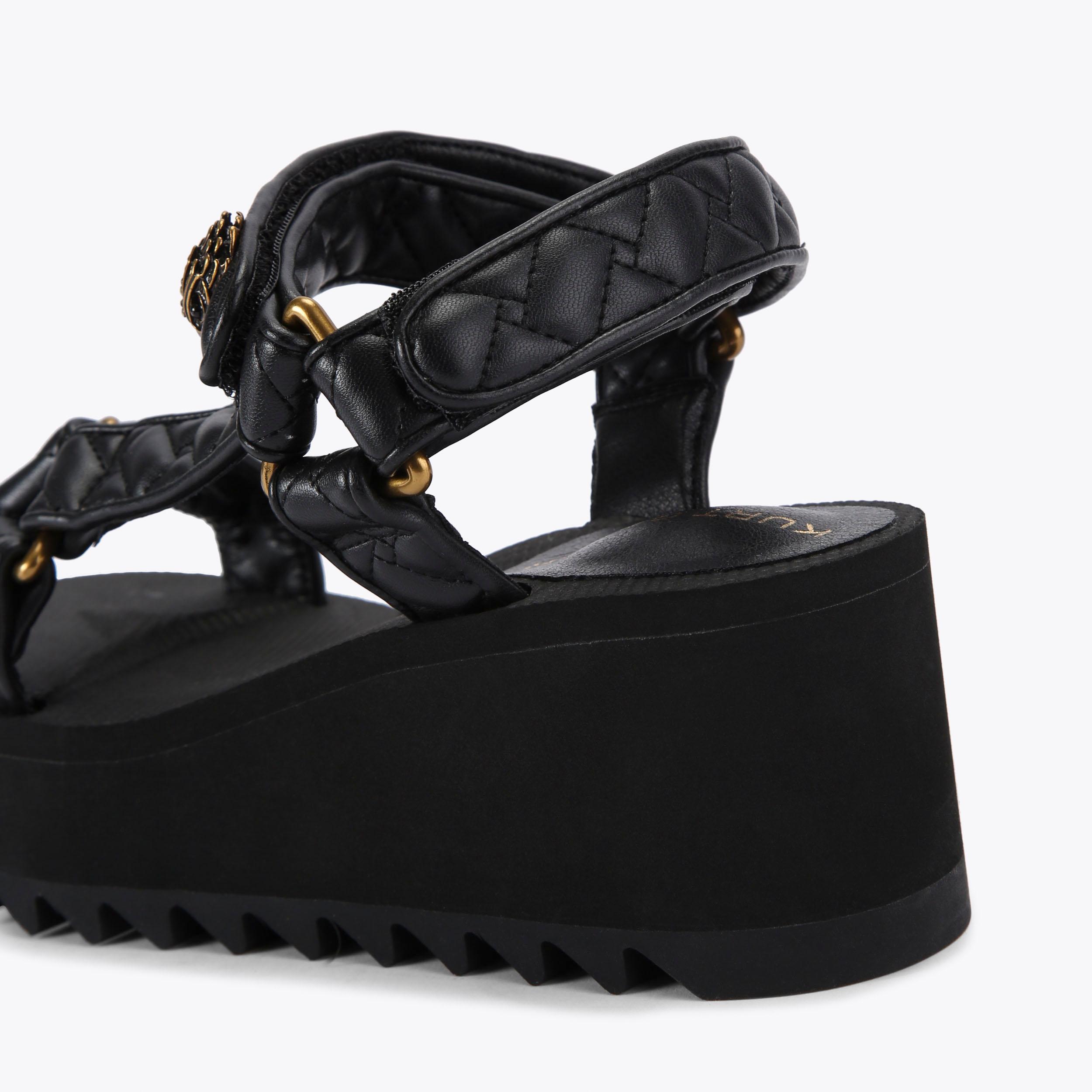 ORION PUMP Black Overstitch Quilted Sandal by KURT GEIGER LONDON