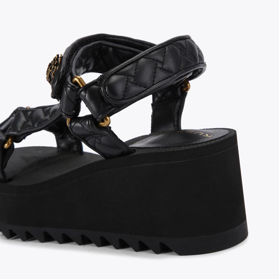 guriguri  ORION PUMP Black Overstitch Quilted Sandal by KURT GEIGER LONDON
