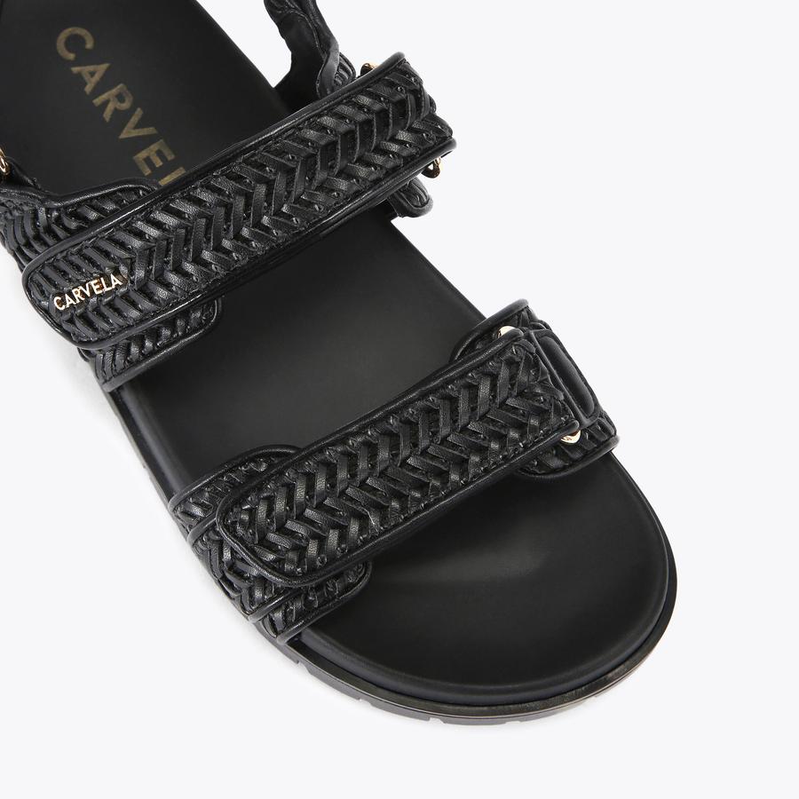 サンダル・ミュール Carven Deep Black Sandals Black Wynn Sculptural-Heel Thong Sandals - CHARLES & KEITH PA