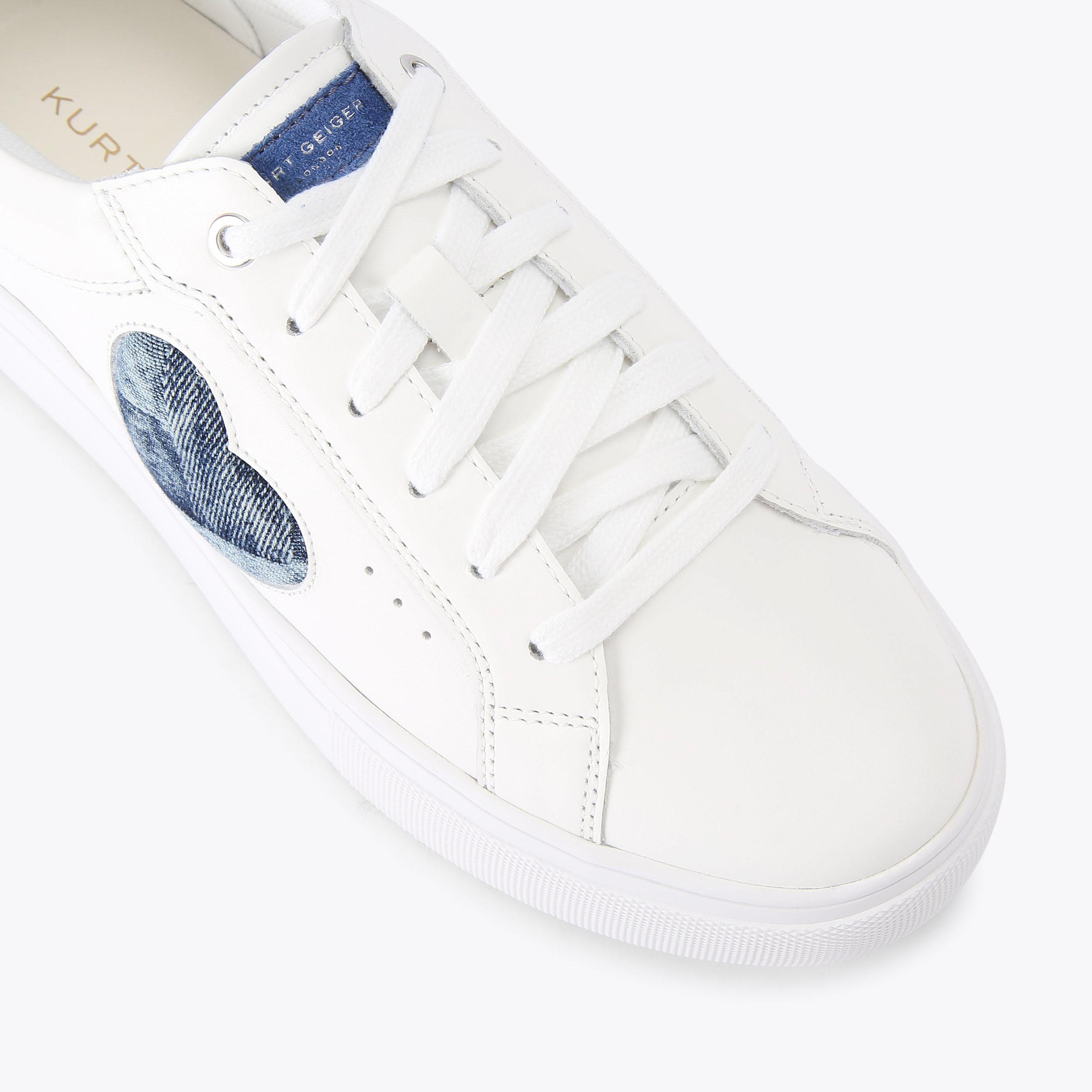 LANA HEART White Blue Denim Sneaker by KURT GEIGER LONDON