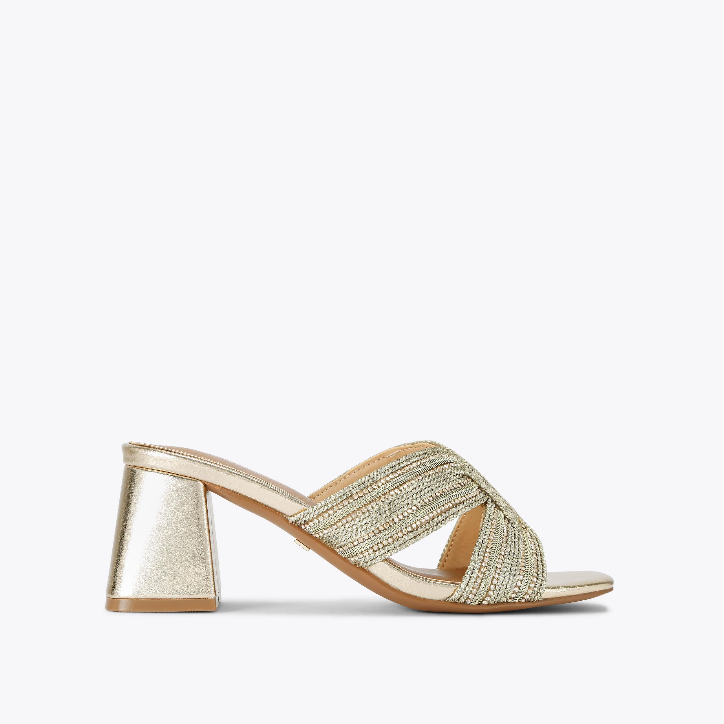 carvela by kurt geiger POSE MULE Gold Rope Block Heel by KG KURT GEIGER