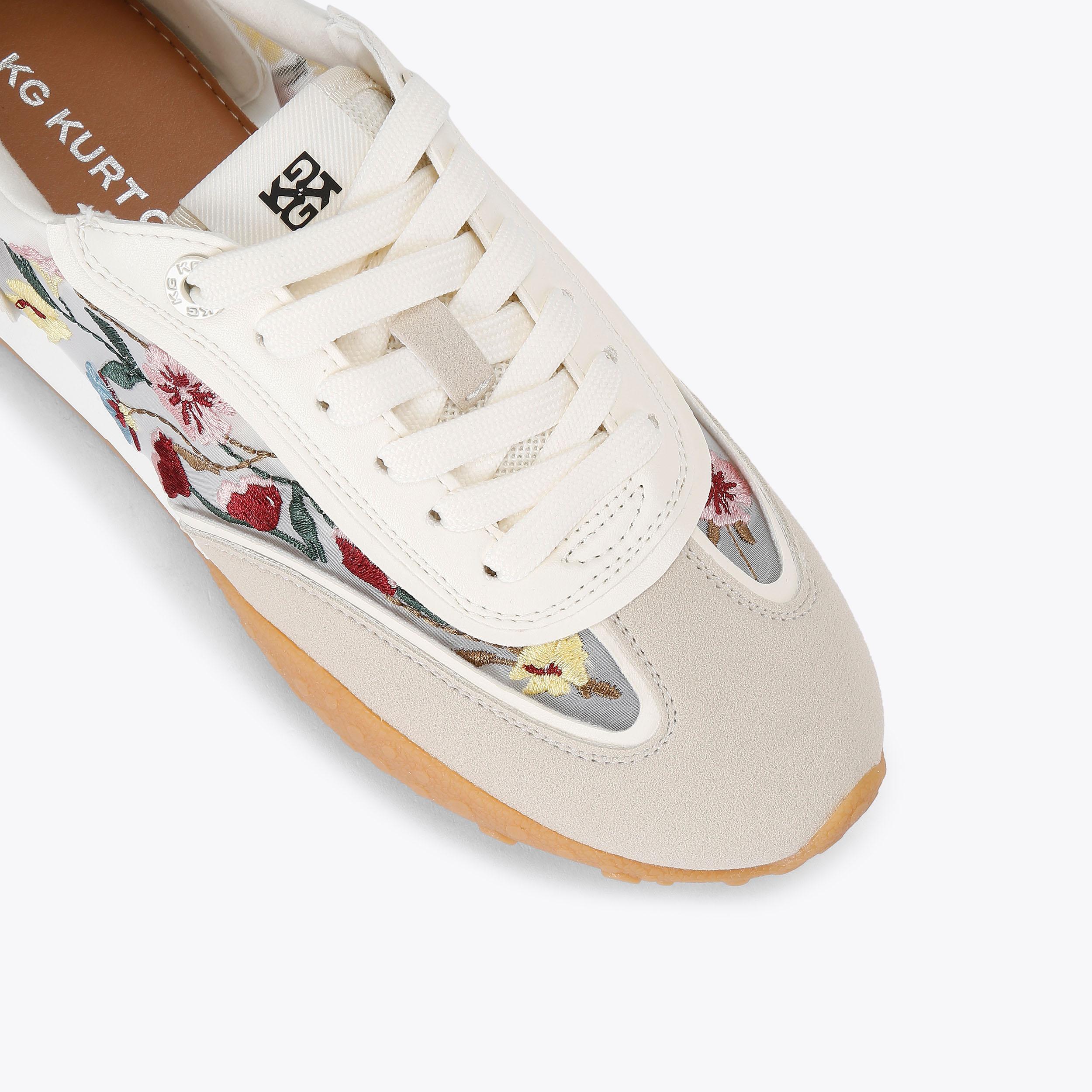 LAVENDER Floral Embroidered Trainer by KG KURT GEIGER