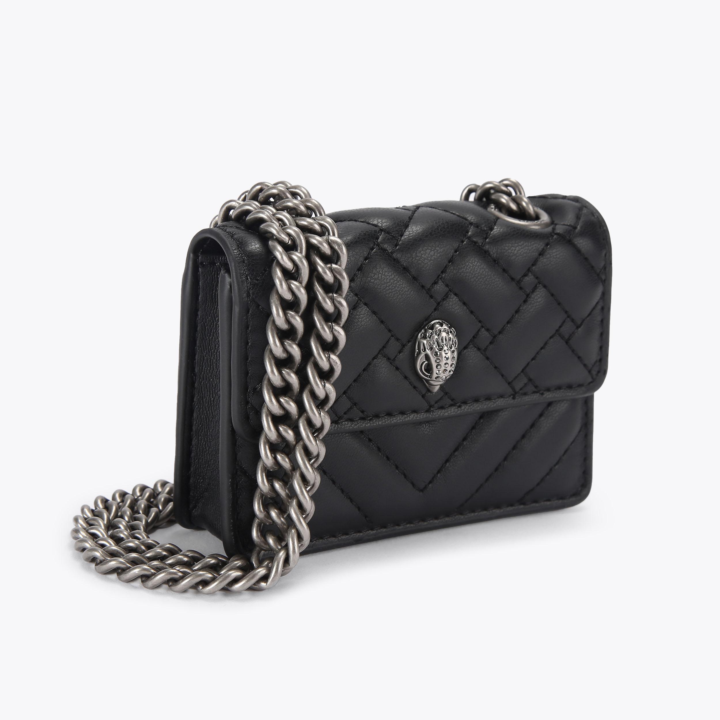 MICRO KENSINGTON Black Micro Quilted Cross Body Bag by KURT GEIGER LONDON