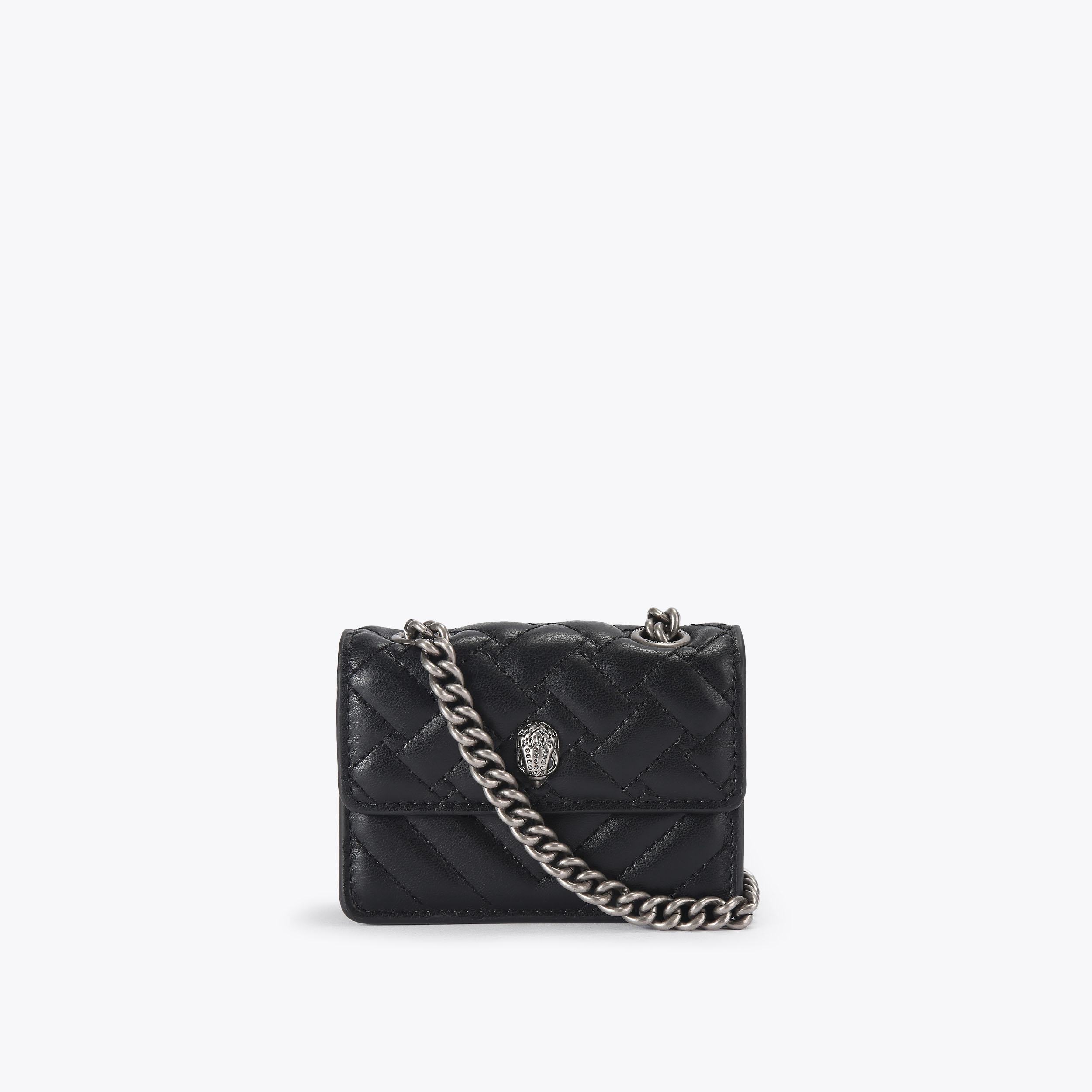 MICRO KENSINGTON Black Micro Quilted Cross Body Bag by KURT GEIGER LONDON