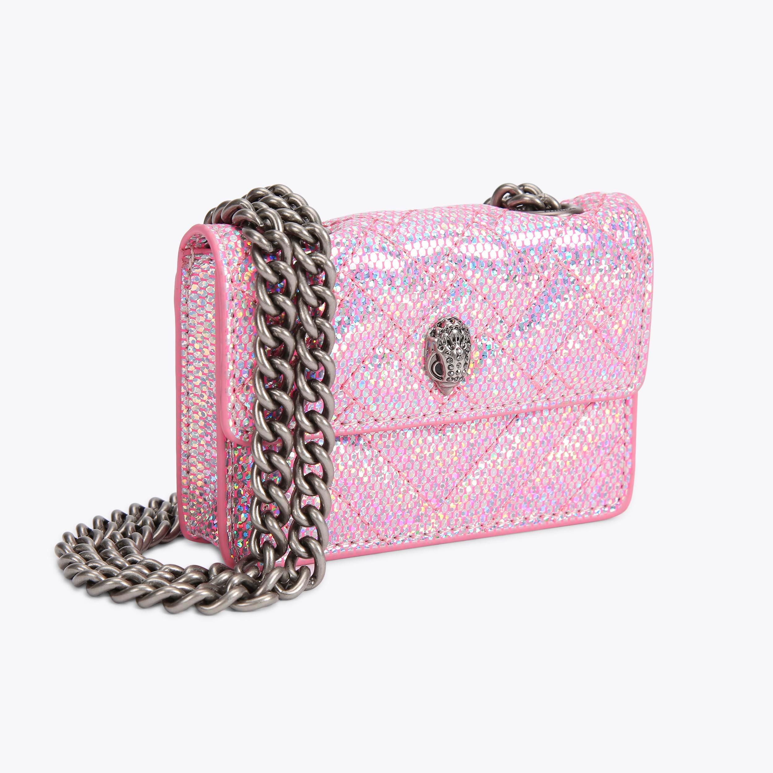 MICRO KENSINGTON Pink Shimmer Micro Quilted Cross Body Bag by KURT GEIGER LONDON