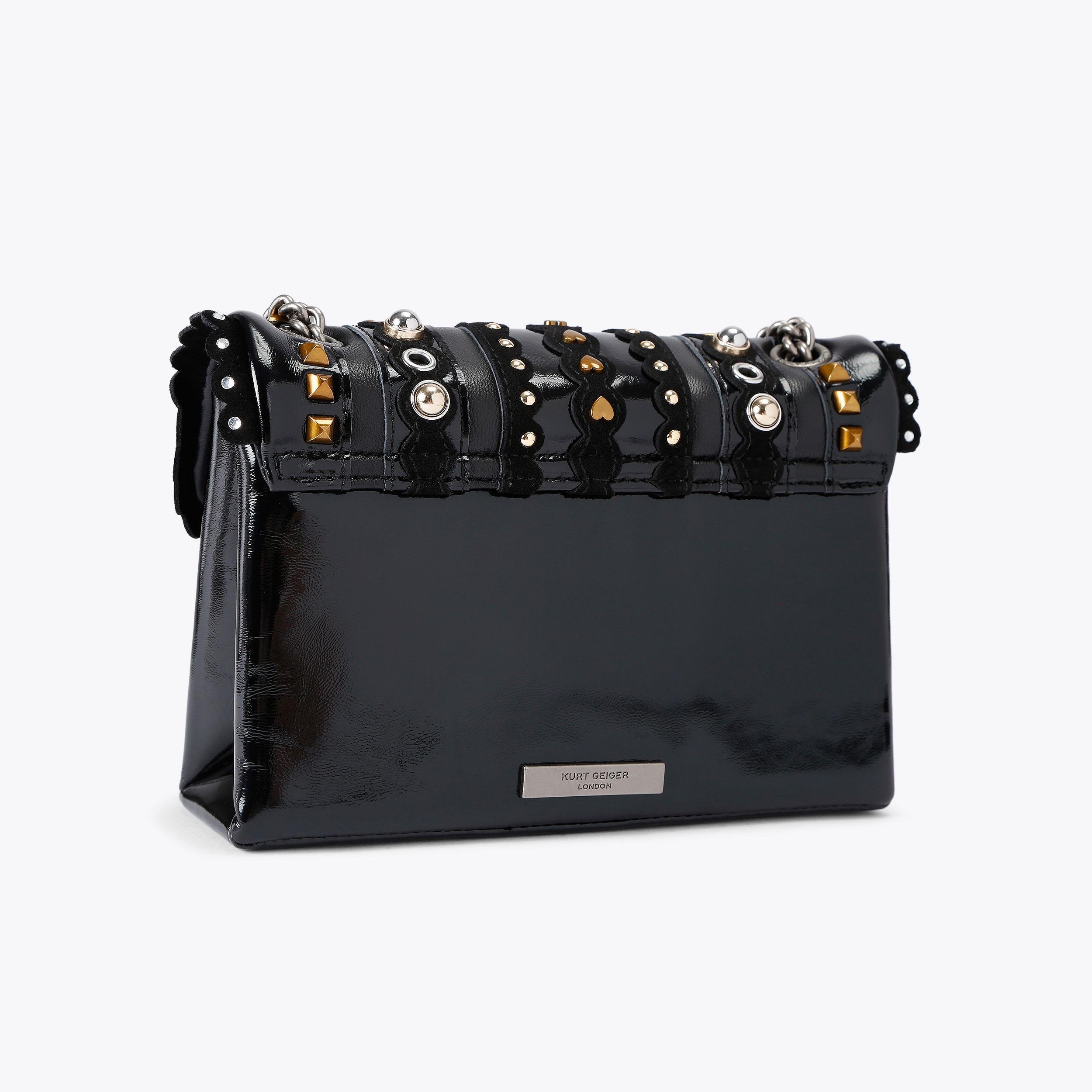 MD KENSINGTON STUDS Black Studded Leather Bag by KURT GEIGER LONDON