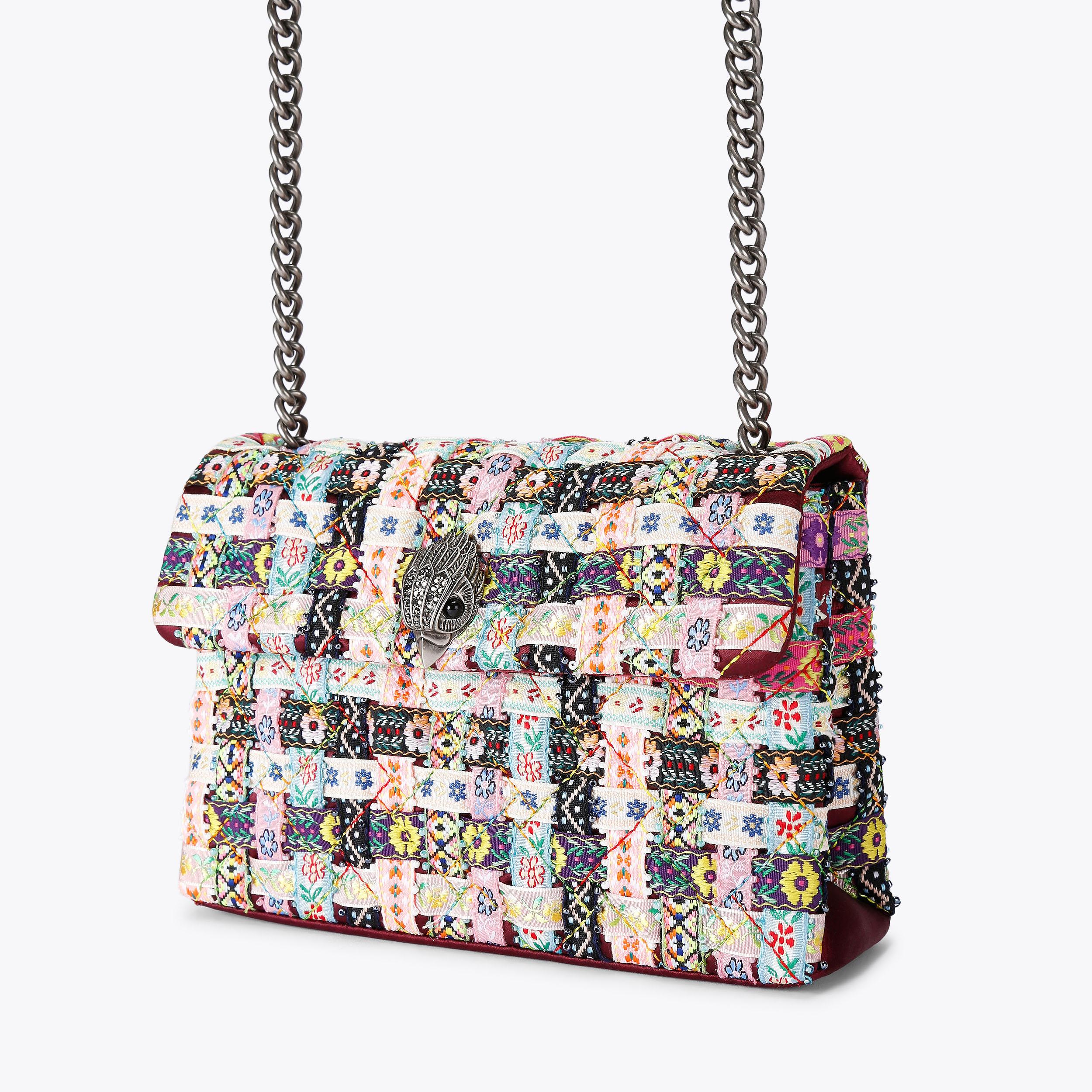 MEDIUM KENSINGTON Fuchsia Suede Shoulder Bag by KURT GEIGER