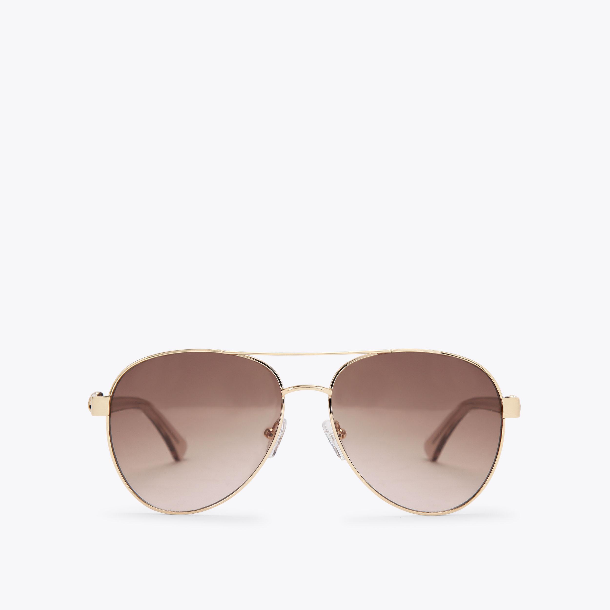 Kurt Geiger London GOLD BLUE HAVANA/ BROWN 61mm Aviator Sunglasses 100% UV OSPREY LONDON NWT KURT GEIGER LONDON 61mm Aviator Sunglasses  main image 3