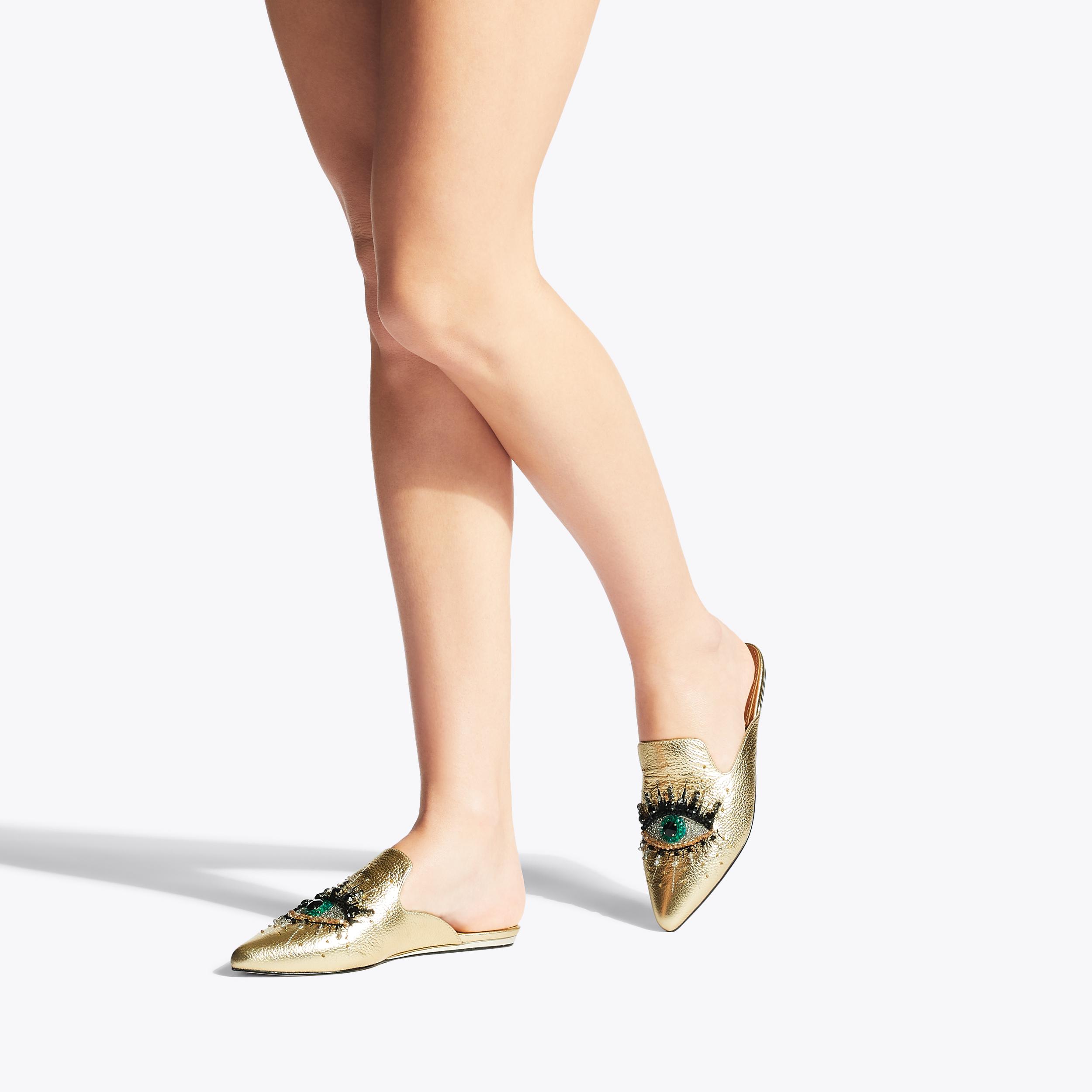 OLIVE EYE Gold Metallic Leather Slip On Mule by KURT GEIGER LONDON