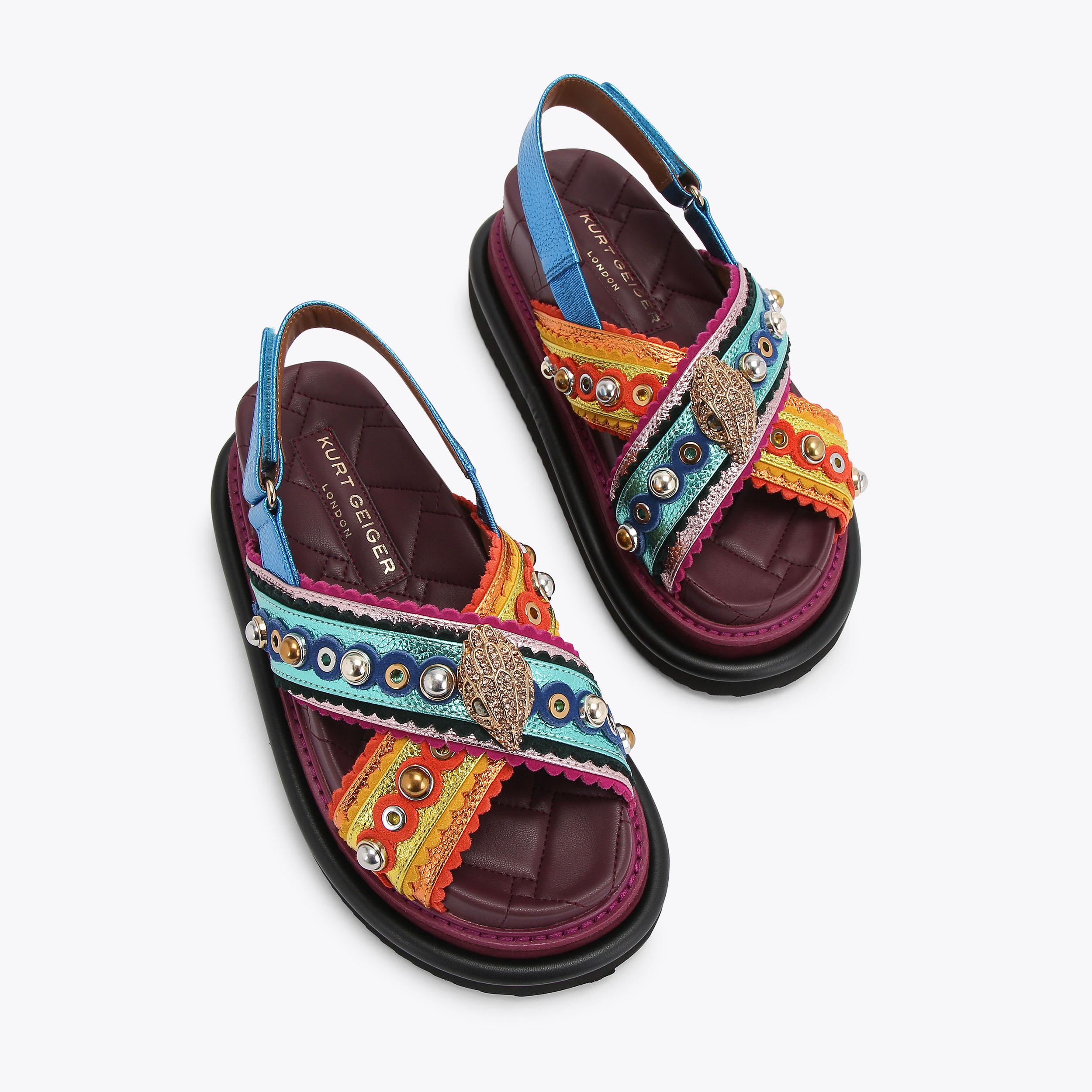 ORSON CROSS SCALLOP Metallic Multi-colour Sandals by KURT GEIGER LONDON