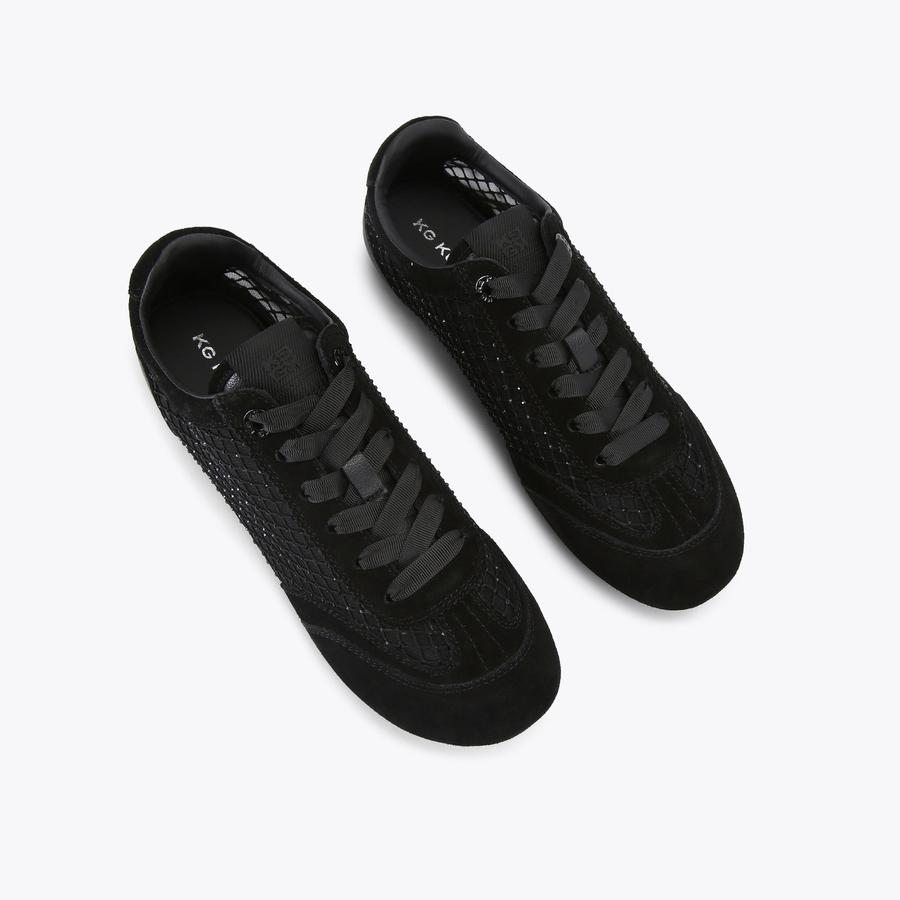 LISTEN Black Mesh Suede Sneakers by KG KURT GEIGER