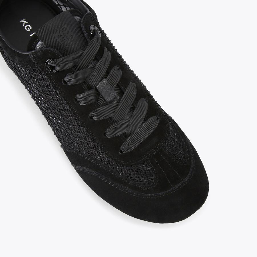 LISTEN Black Mesh Suede Sneakers by KG KURT GEIGER