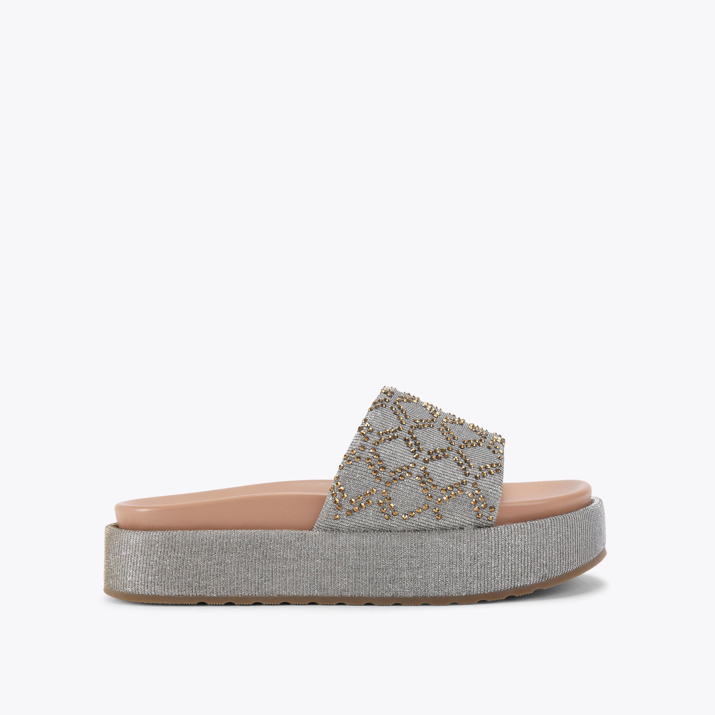 carvela by kurt geiger ESTELLA FLATFORM Metallic Gold Fabric Flatform Heel by CARVELA
