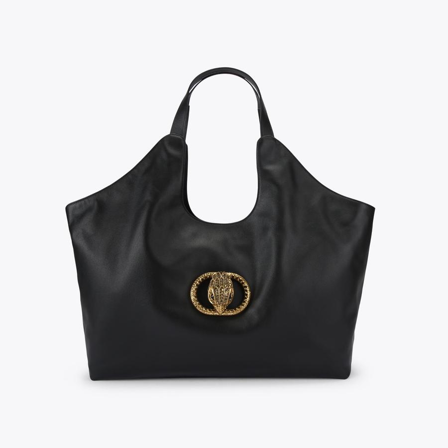 ミュージシャン GOD ONLY KNOWS OVERSIZED SHOULDER TOTE CHELSEA XXL SOFT TOTE Black Leather Shoulder Bag by KURT GEIGER LONDON