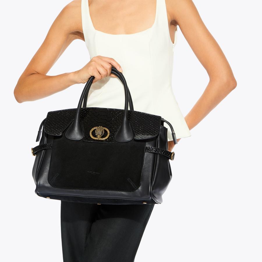 洋書 THE NEW STONG'S CHELSEA TOTE Black Suede 3D Embossed Tote Bag by KURT GEIGER