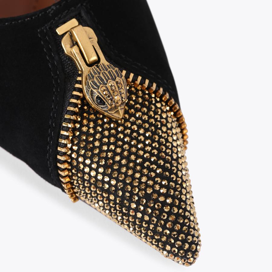 ZIP COURT Black Suede Heel by KURT GEIGER LONDON