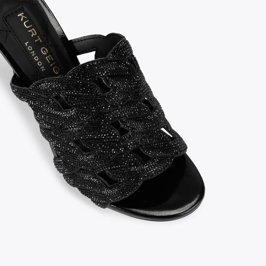 CRYSTAL CHAIN MULE Black Crystal High Heel by KURT GEIGER LONDON
