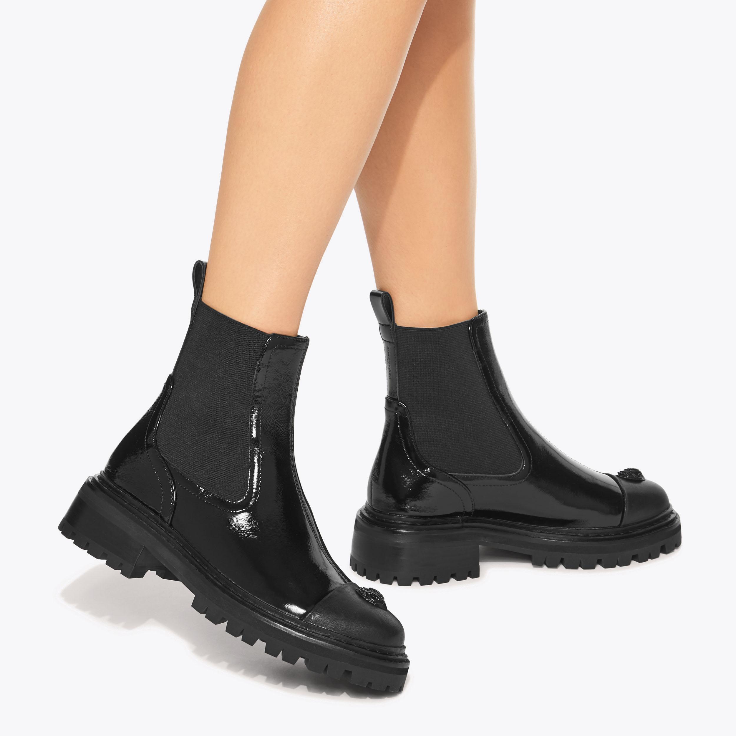 SLOANE CHELSEA BOOT Black Patent Chelsea Boot by KURT GEIGER LONDON