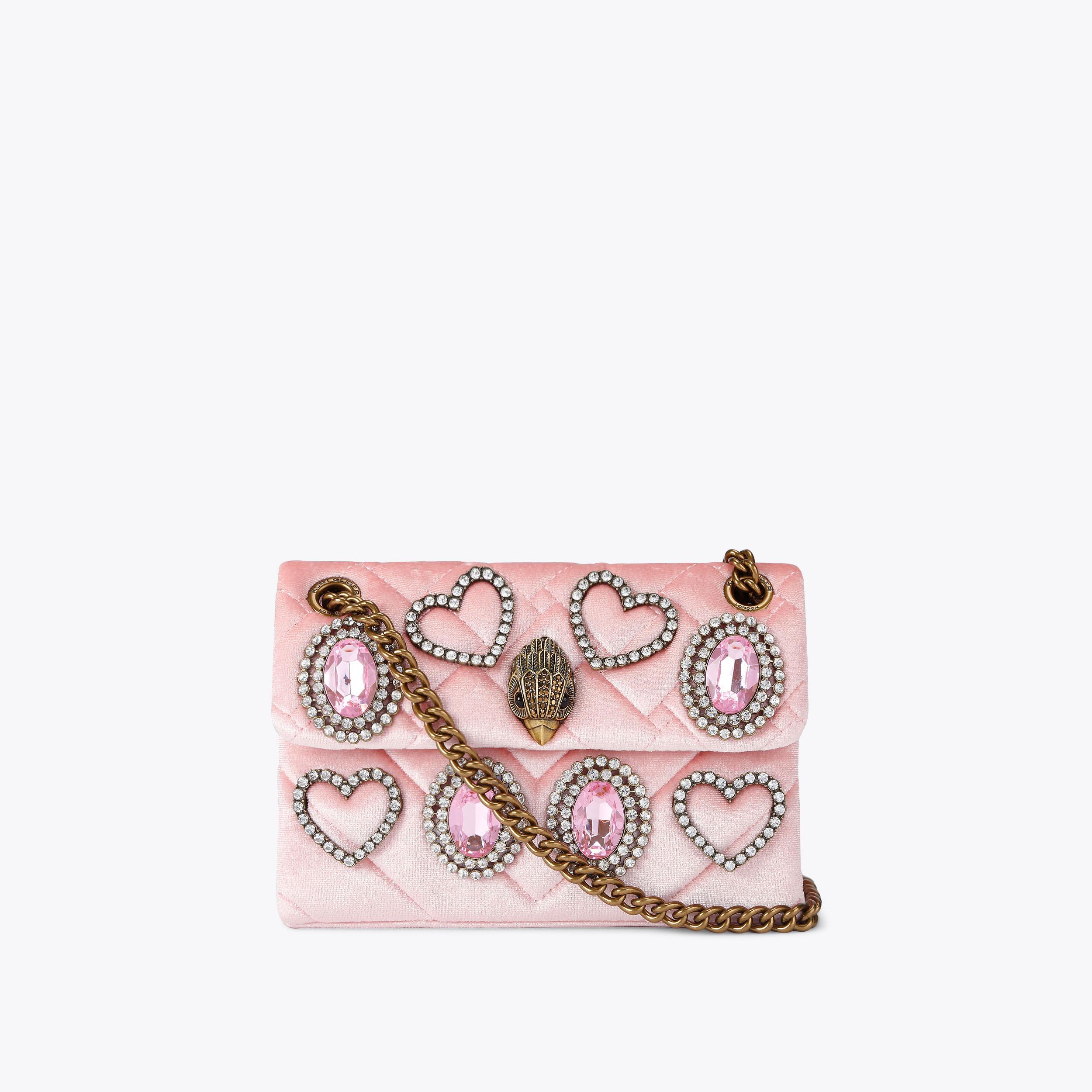 VELVET MINI KENSINGTON Pale Pink Velvet Cross Body Bag By KURT GEIGER Hanging Pot For String Of Pearls Bloem Railing Planters