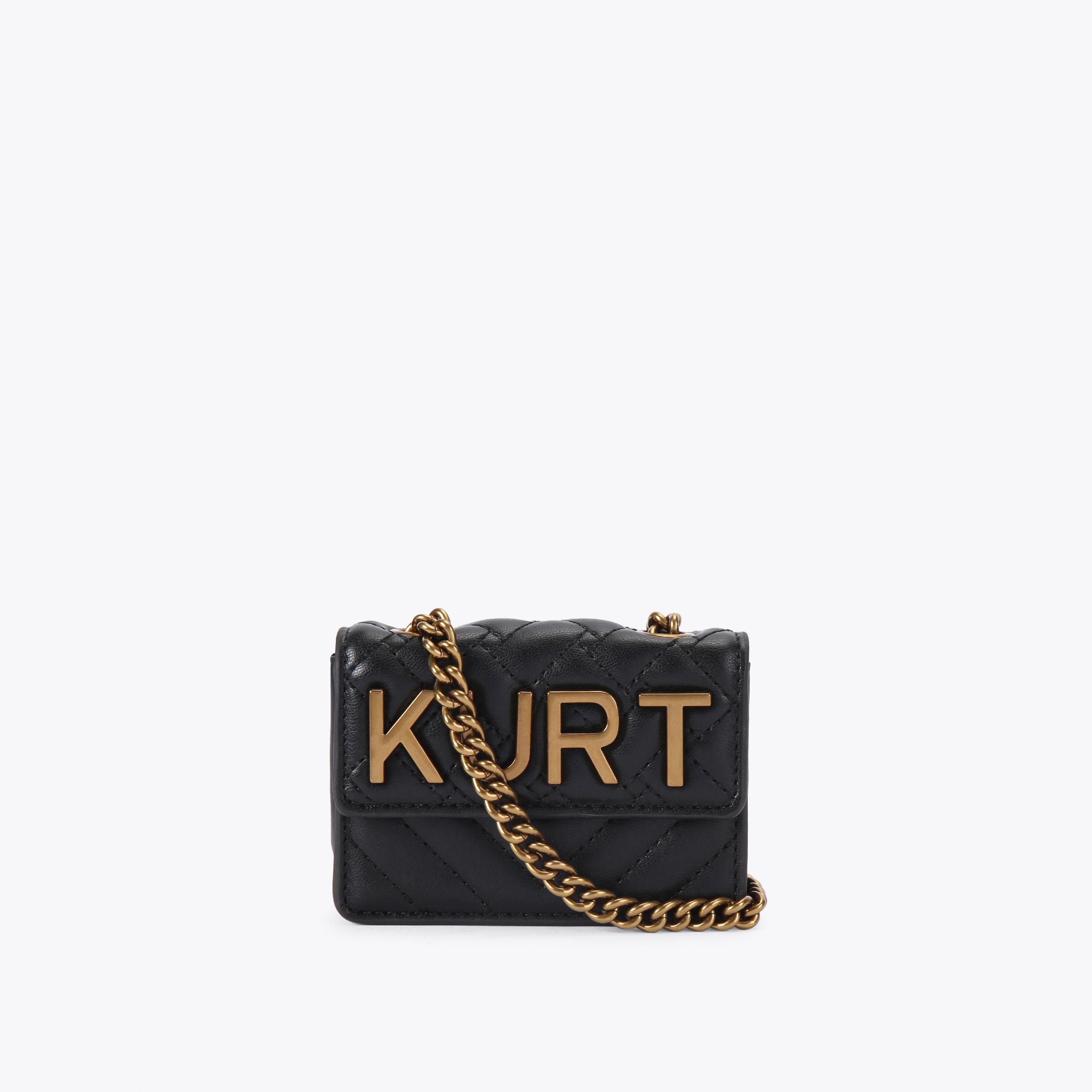 MICRO KENSINGTON KURT Black Quilted Kurt Mini Bag by KURT GEIGER