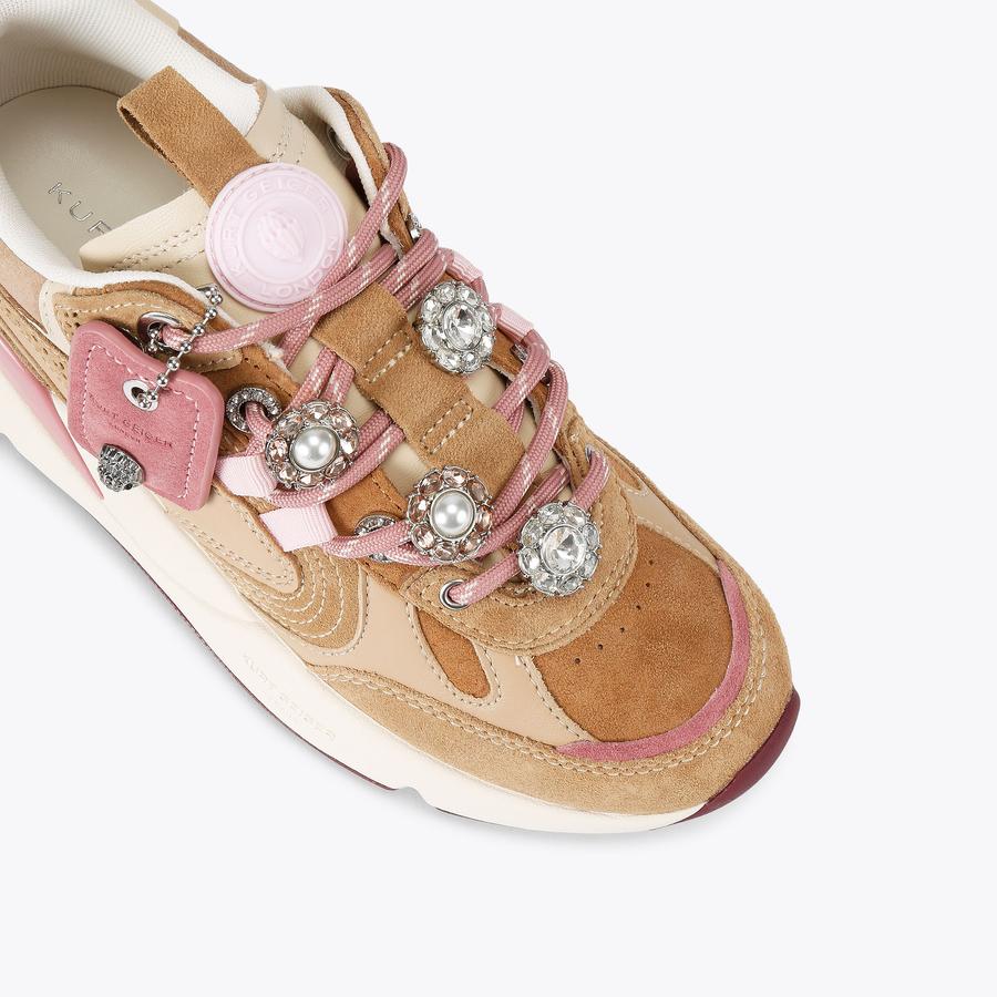 KURT RUNNER Camel Suede Lace Up Sneaker by Kurt Geiger London