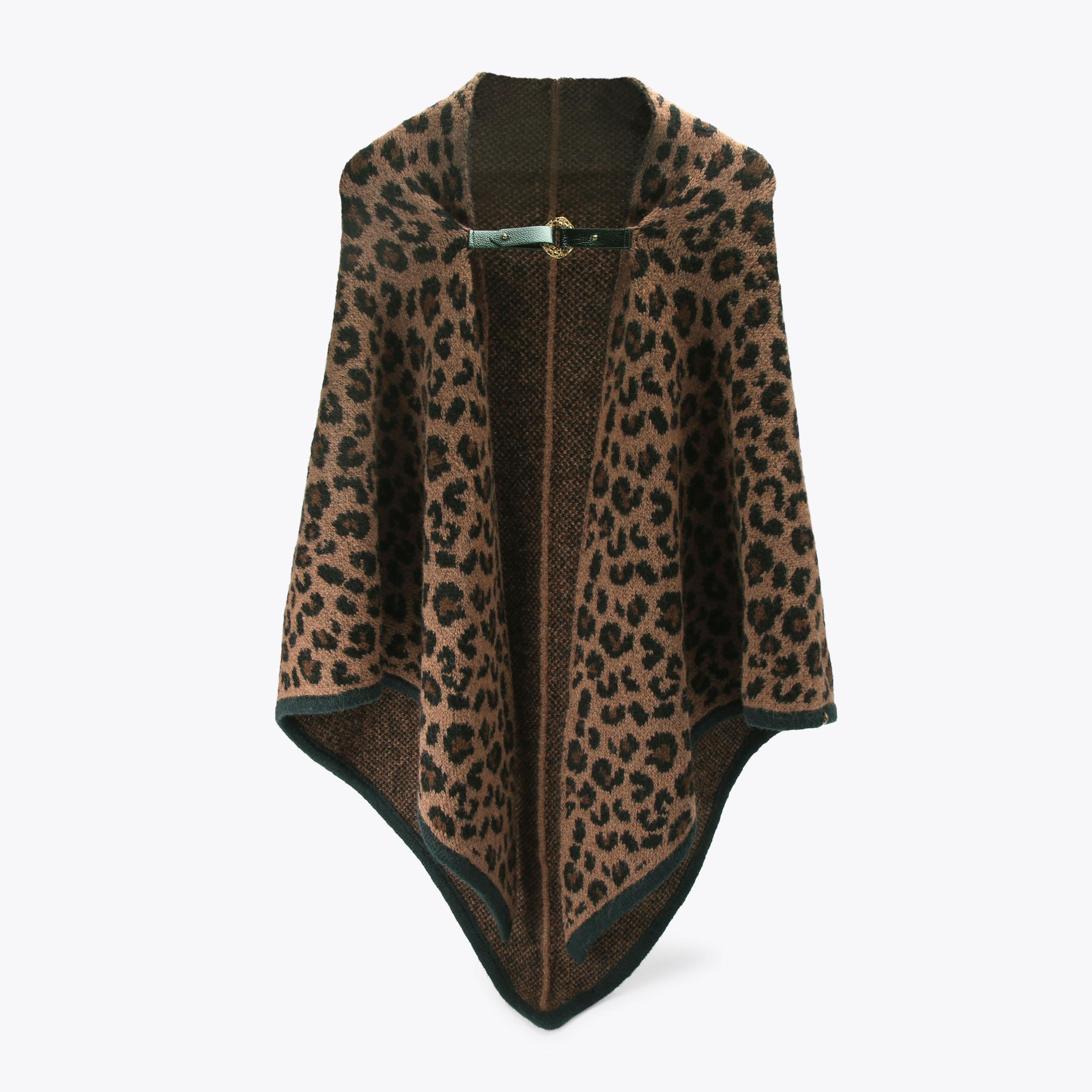 JACQUARD RUANA Leopard Print Jacquard Ruana by KURT GEIGER LONDON