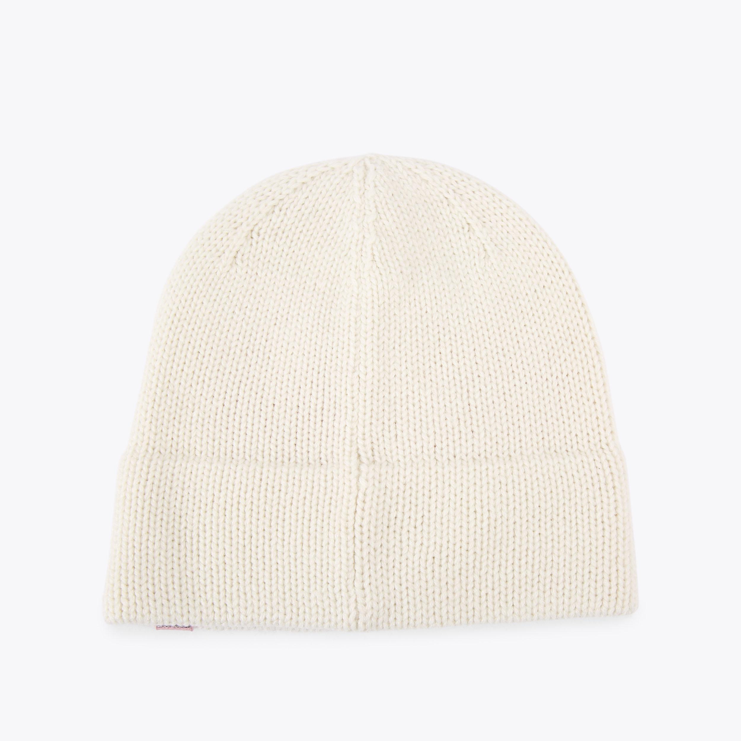 INTASIA HEART BEANIE Bone Pink Heart Knitted Beanie by KURT GEIGER