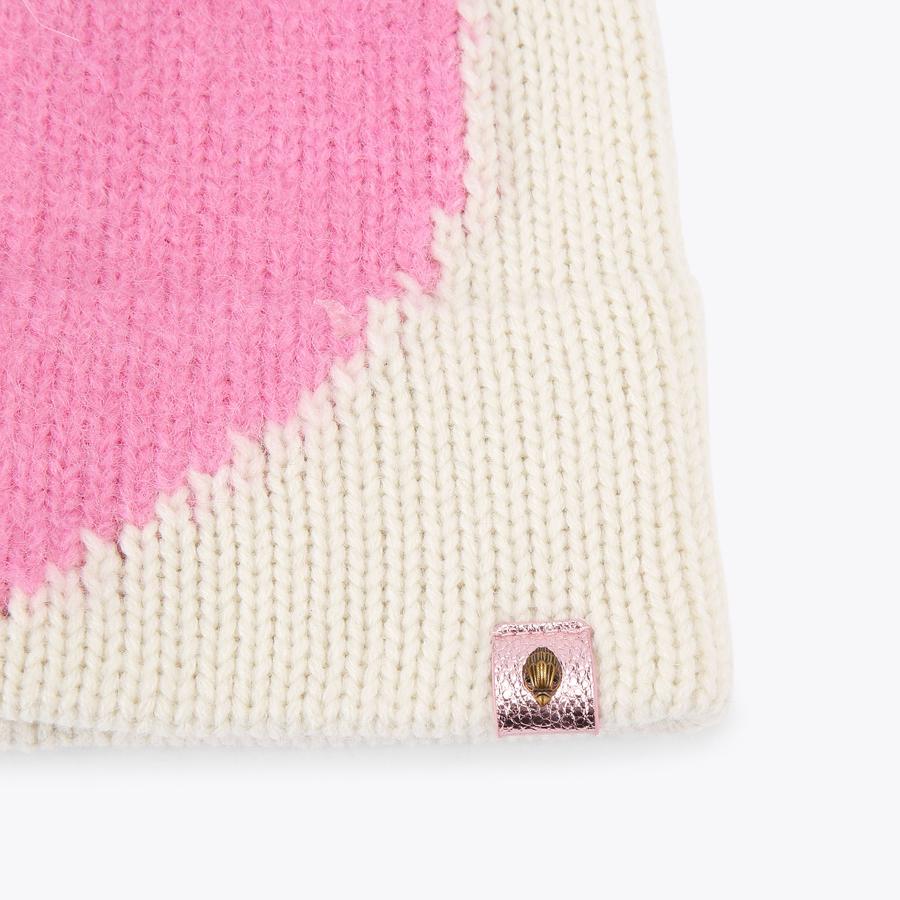 INTASIA HEART BEANIE Bone Pink Heart Knitted Beanie by KURT GEIGER