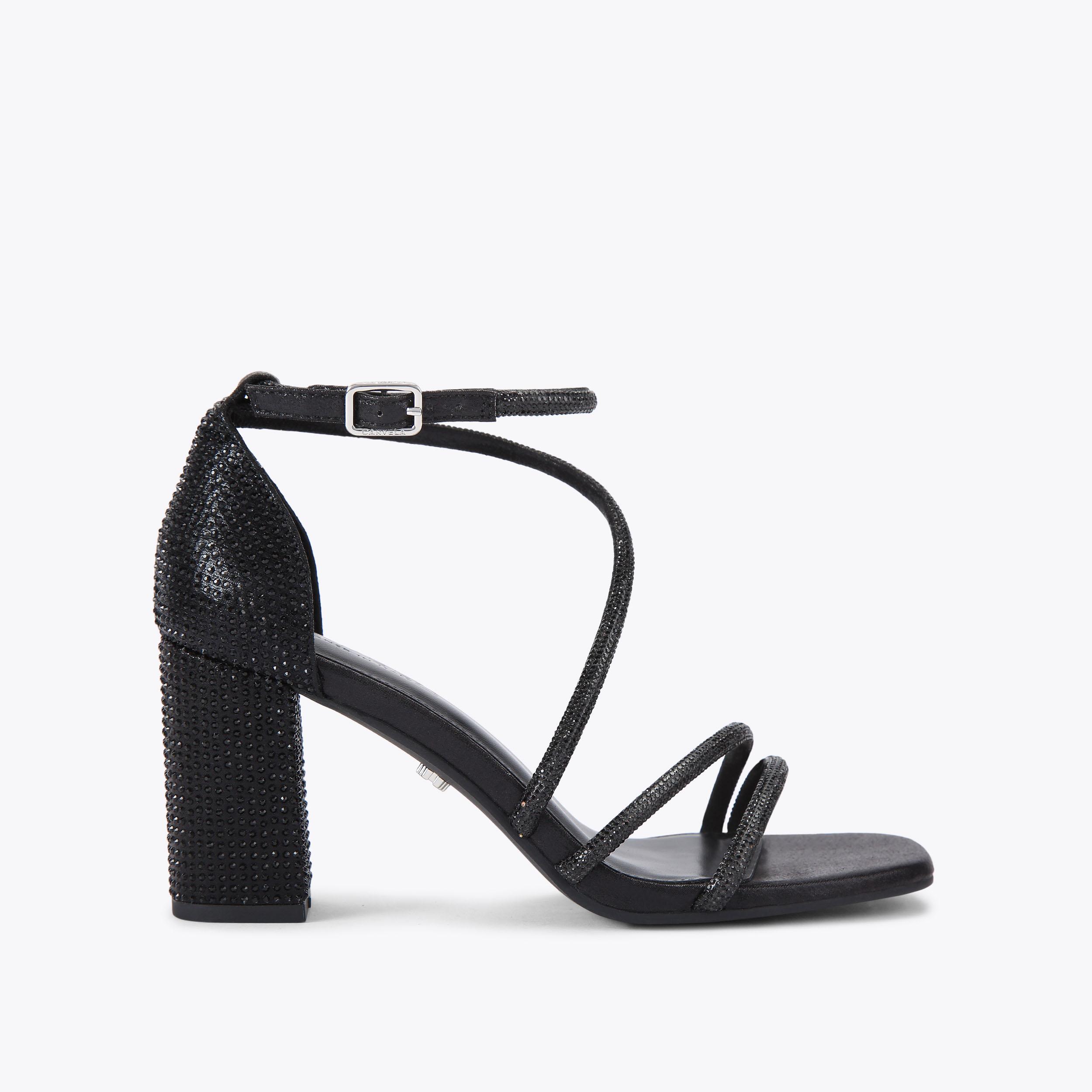 VENEZIA SANDAL Black Crystal Fabric Sandal by Carvela