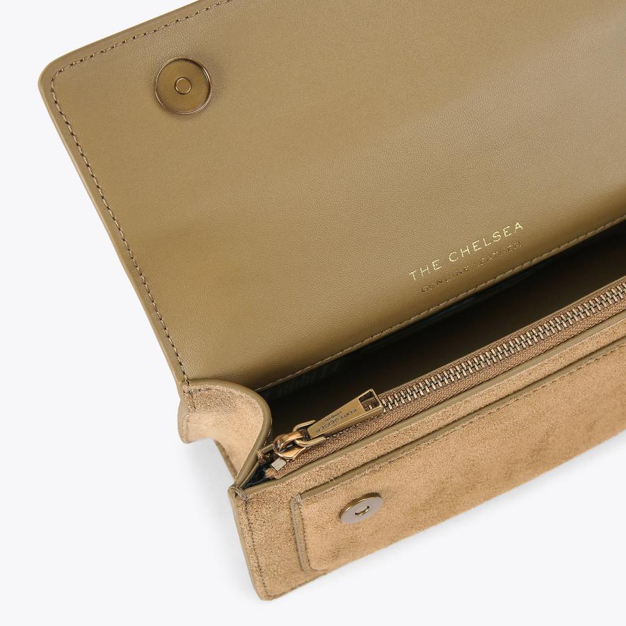 Kerry.G PSA9 63枚 CHELSEA SM EASTW BAG Tan Suede Cross Body Bag by KURT GEIGER LONDON