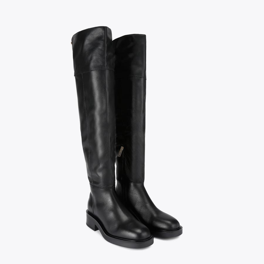 Bottes Cuisses Vernies Noires Carvela Wolf - Taille 36 (UK 3), Talon Haut Bloc, Neuves Sans Boîte