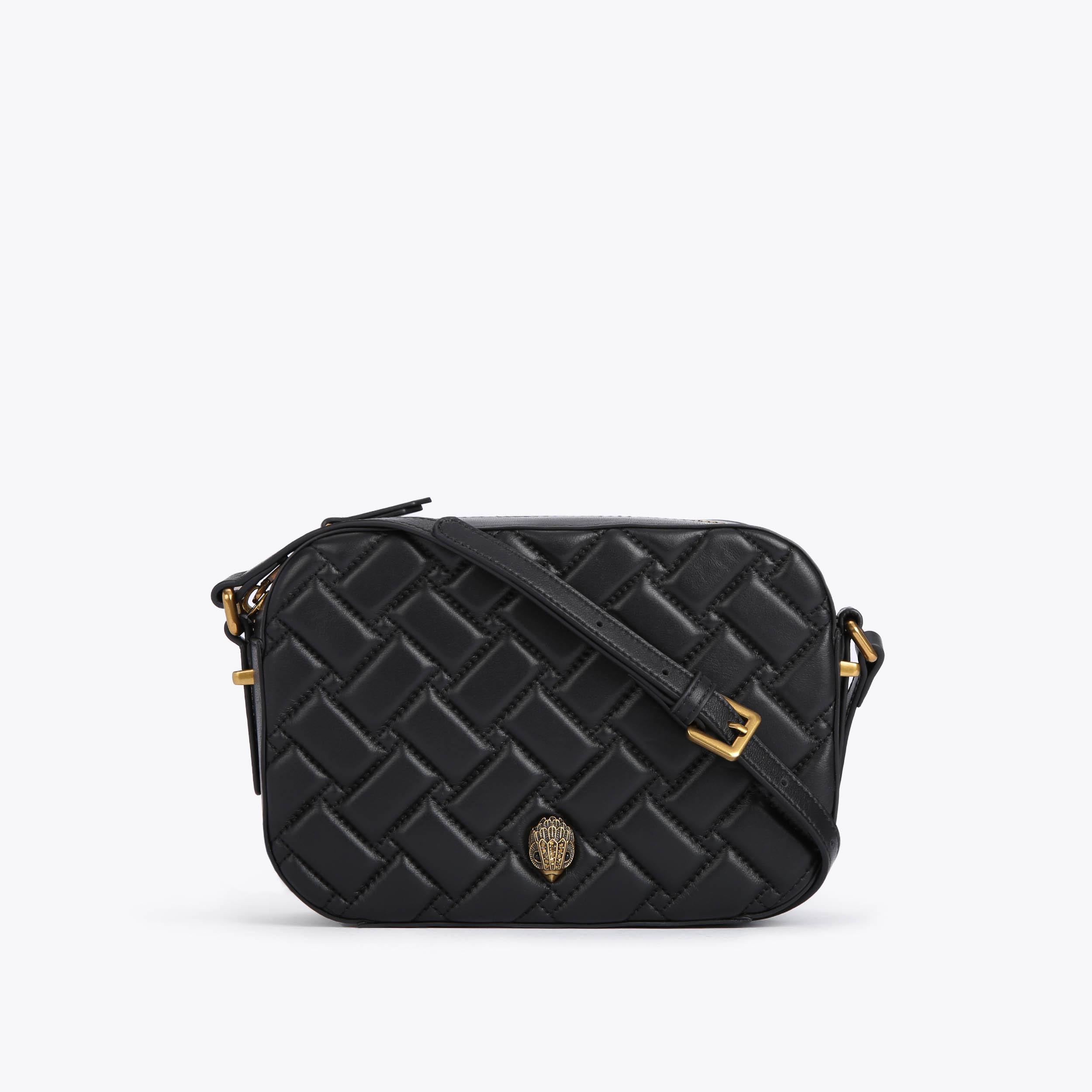 KENSINGTON CROSS BODY Black Leather Quilted Cross Body Bag by KURT GEIGER LONDON