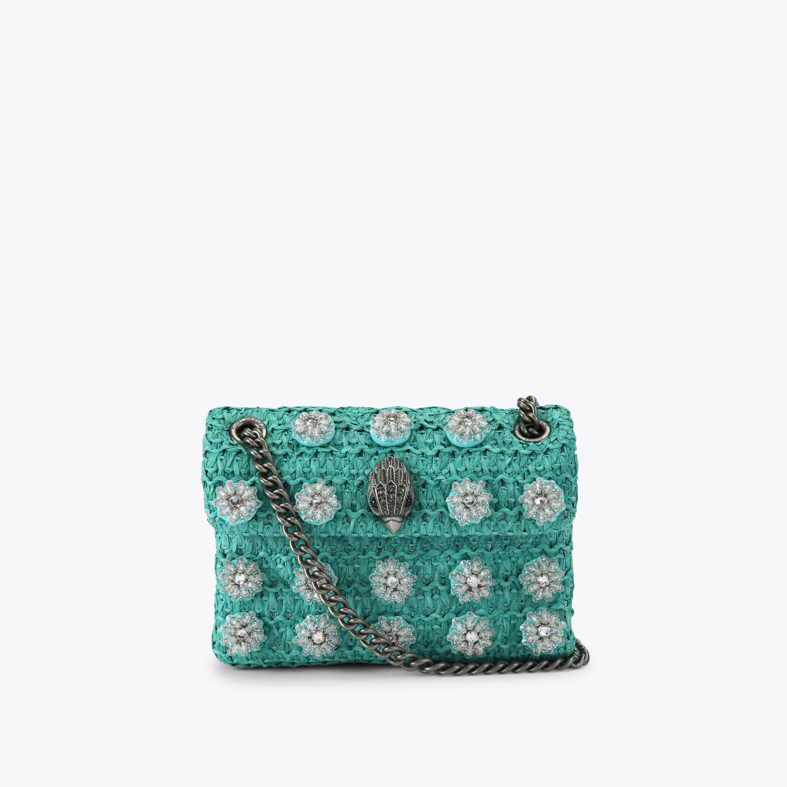 RAFFIA MINI KENSINGTON Peach Raffia Cross Body Bag by Kurt Geiger