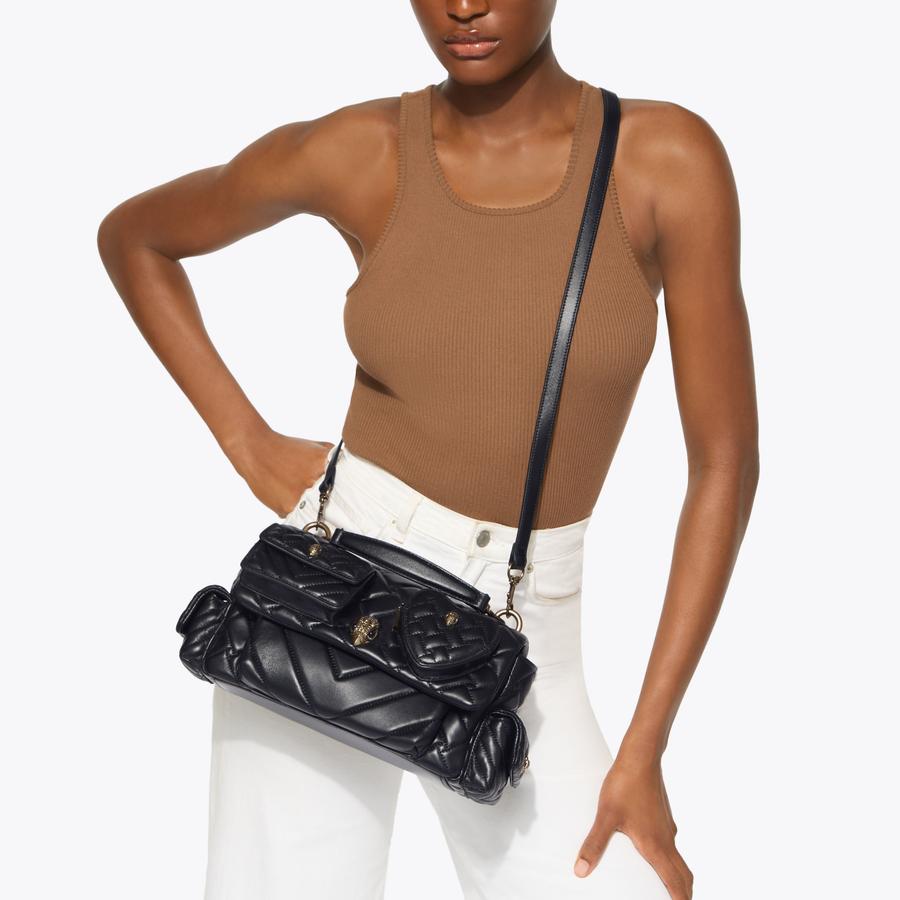 m² KENSINGTON MULTIPOCKET SH Black Leather Quilted Pocket Bag by Kurt