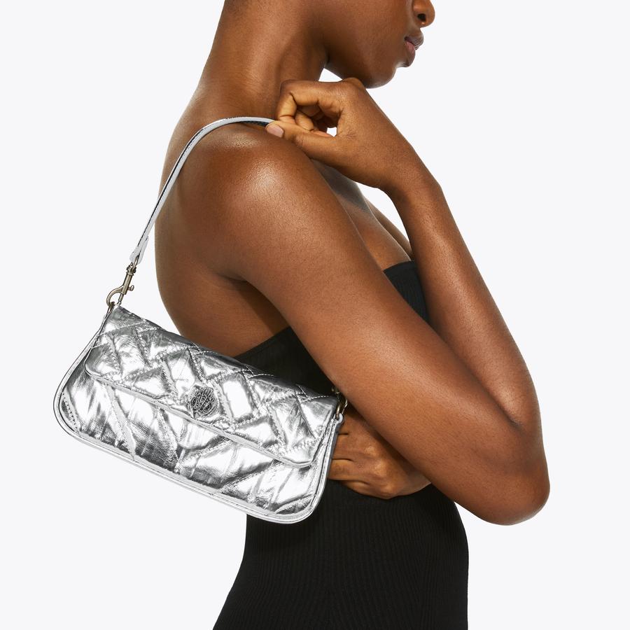 PICKLE SHOULDER BAG Silver Metallic Shoulder Wristlet Bag by Kurt