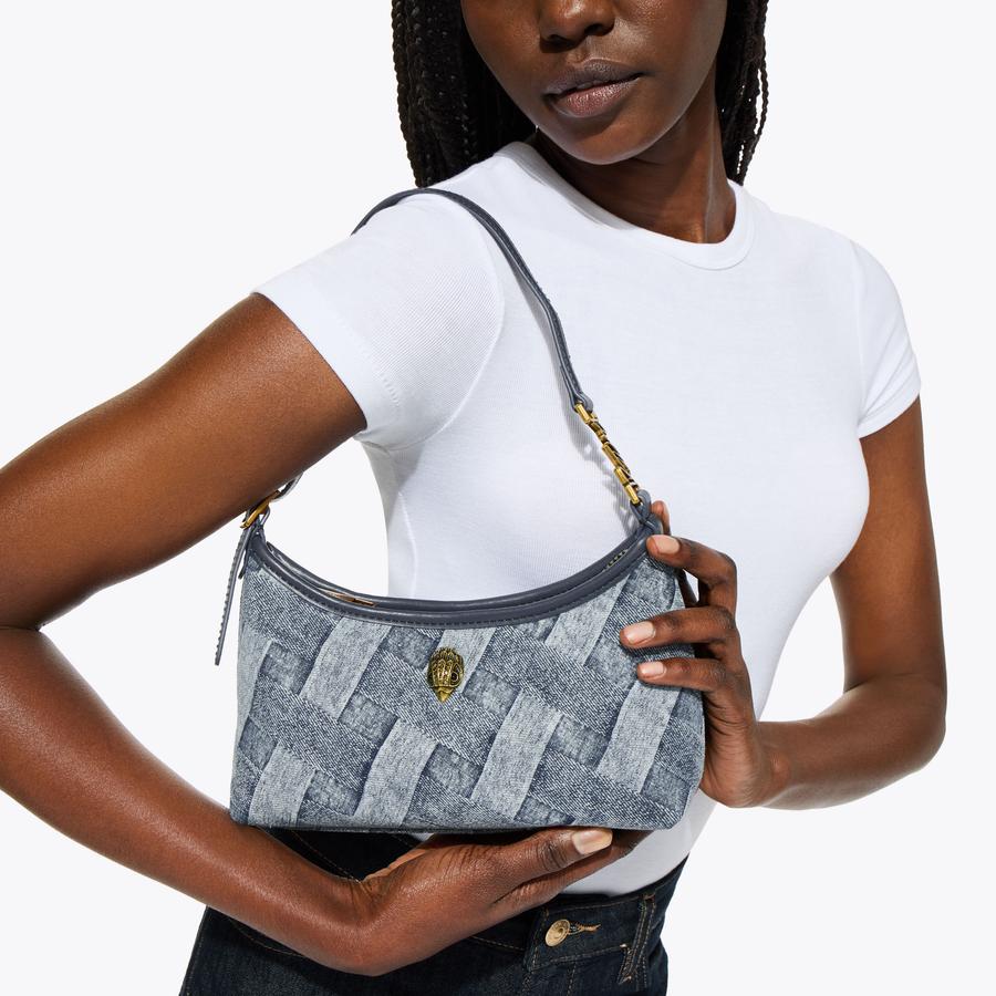 KURT MINI SHOULDER BAG Denim Woven Shoulder Bag by Kurt Geiger London