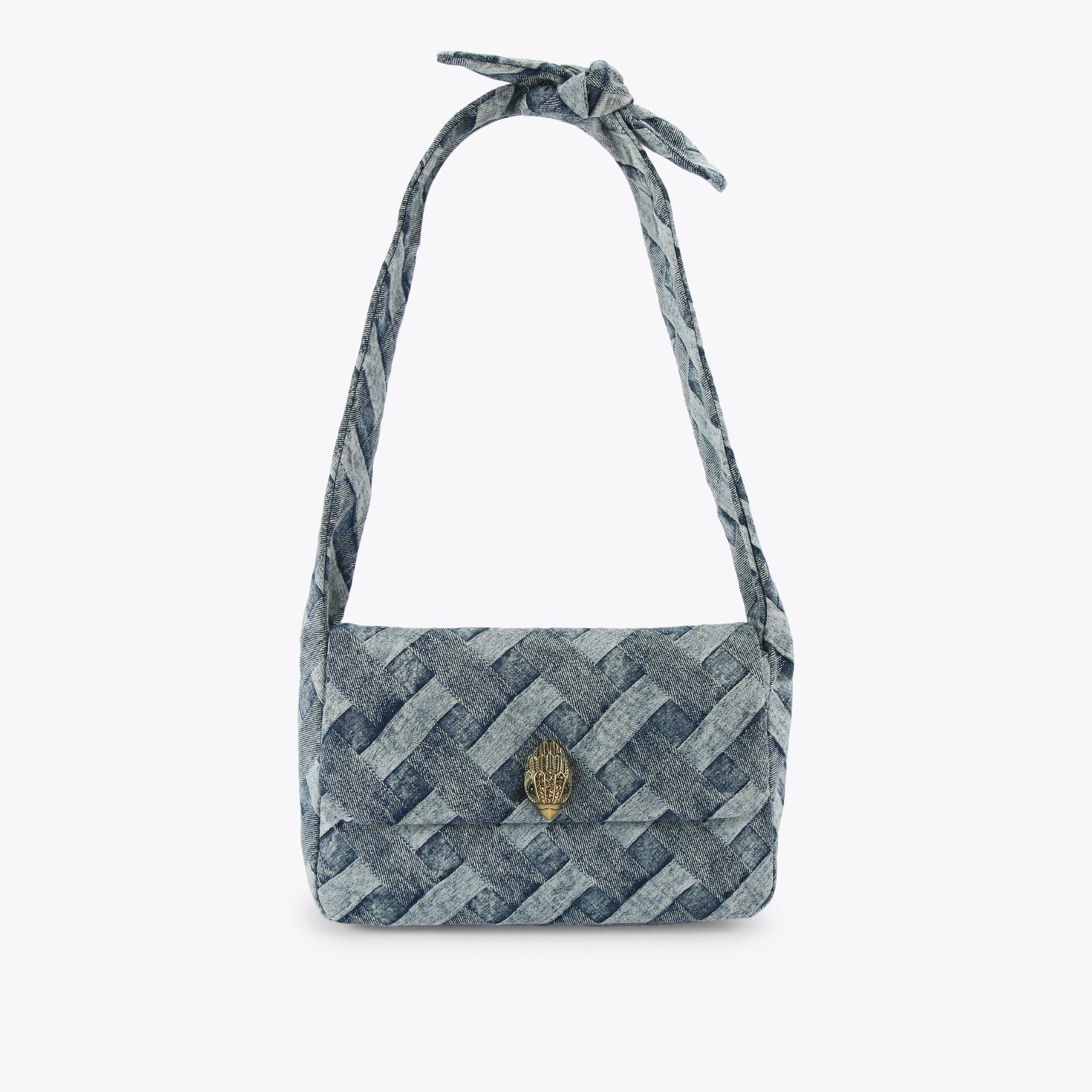 KENSINGTON KNOT SHOULDER Blue Denim Shoulder Bag by Kurt Geiger London