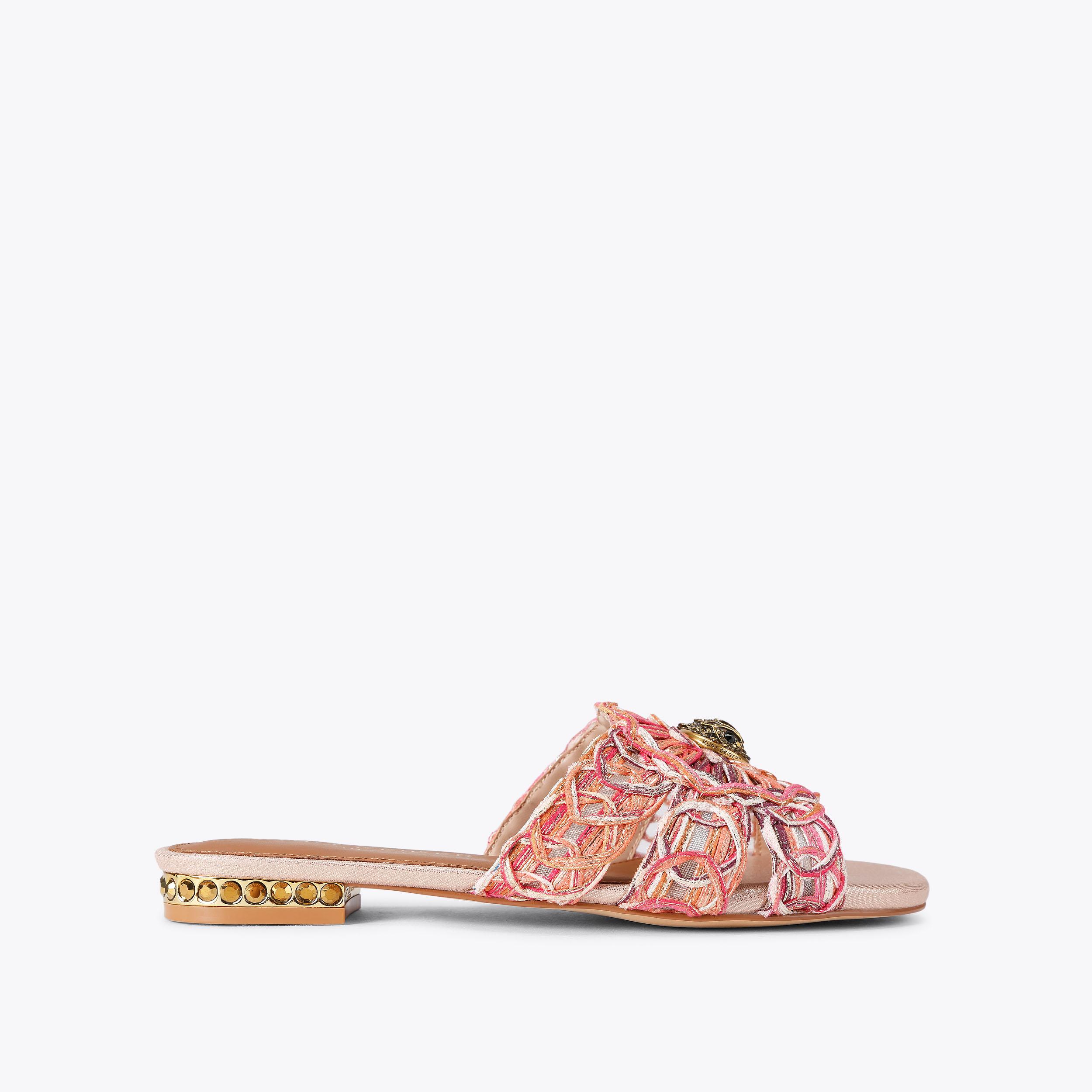 CHELSEA WOVEN FLAT SDL Bleu Green Fabric Sandal by Kurt Geiger London