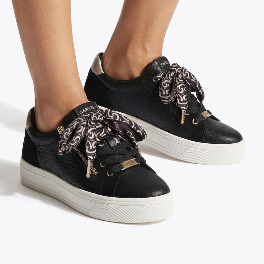 SORRENTO SCARF SNEAKER Black Lizard Sneaker by Carvela
