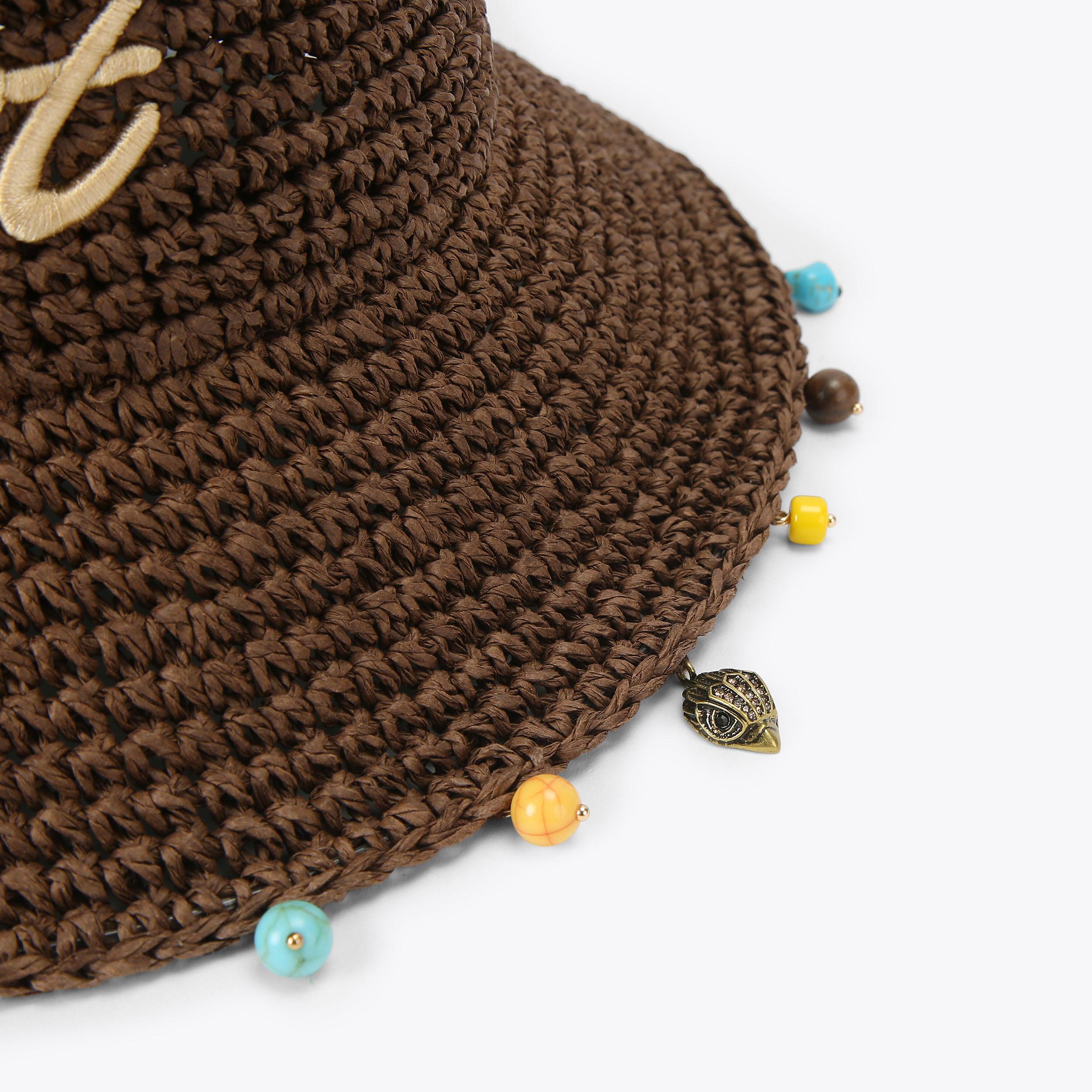 KURT RAFFIA BUCKET HAT Brown Raffia Bucket Hat by Kurt Geiger London