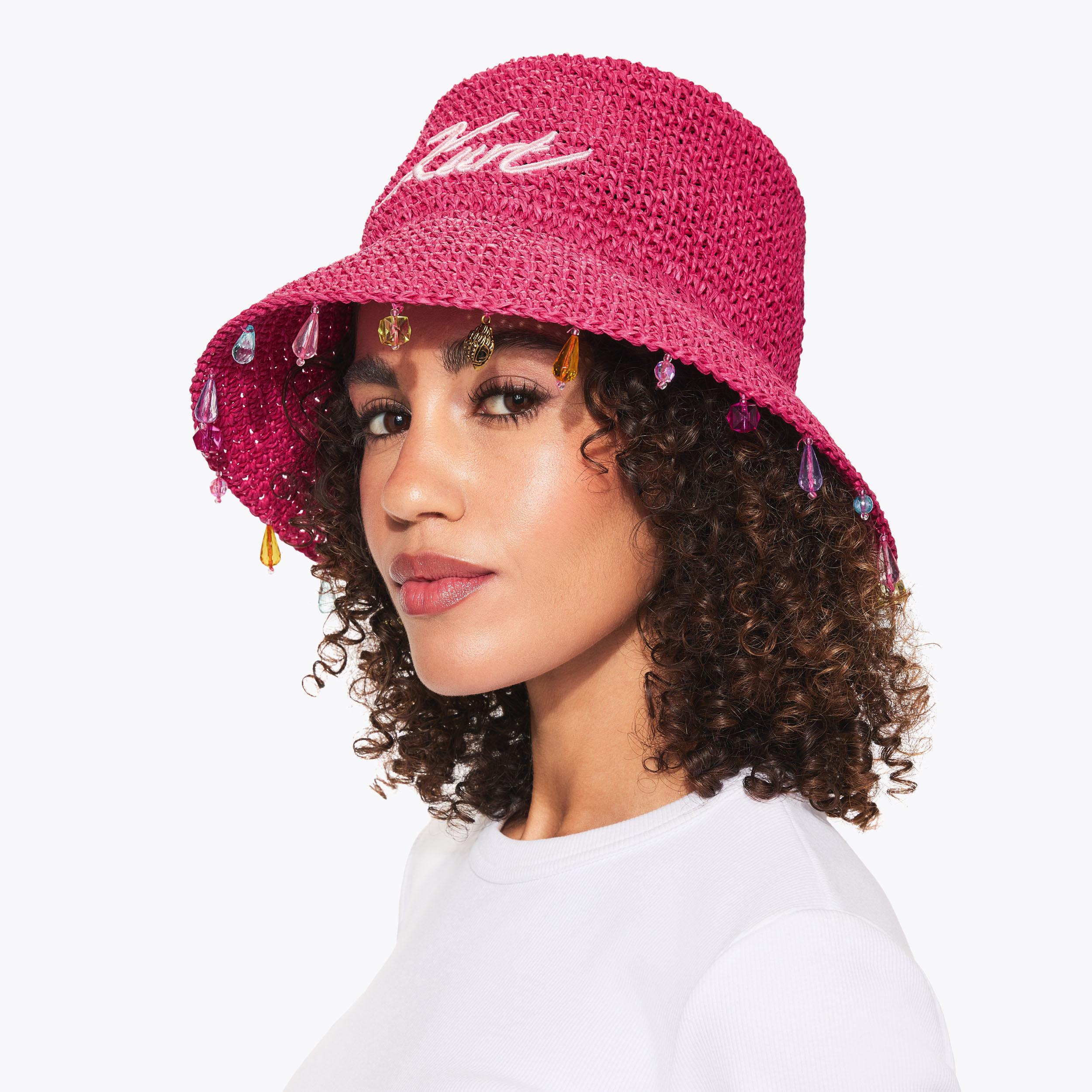 KURT RAFFIA BUCKET HAT Fuchsia Raffia Bucket Hat by Kurt Geiger London