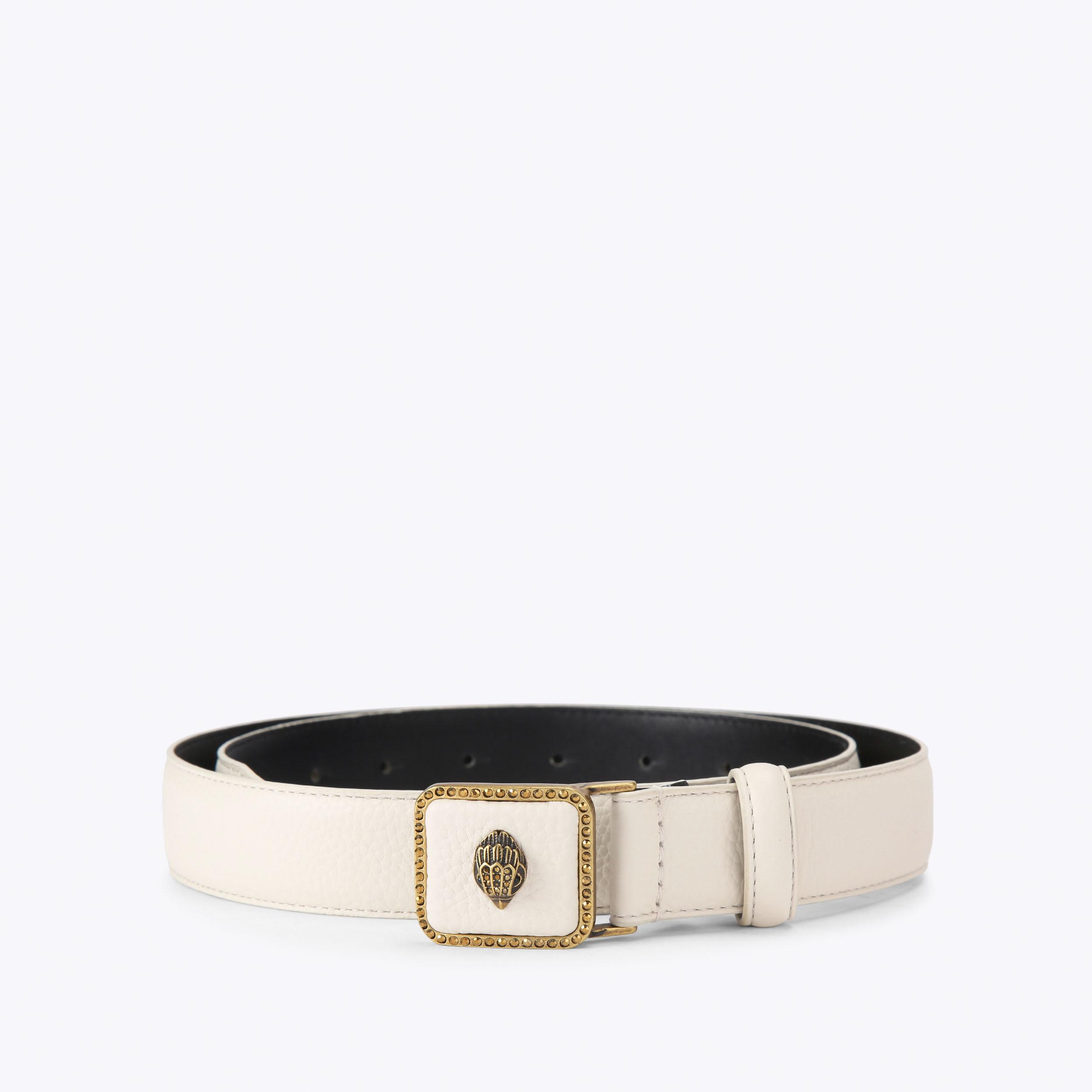 Kurt Geiger White Belt with Gold Buckle S-M KENSINGTON 30 BELT Bone Leather Belt by KURT GEIGER LONDON main image 3