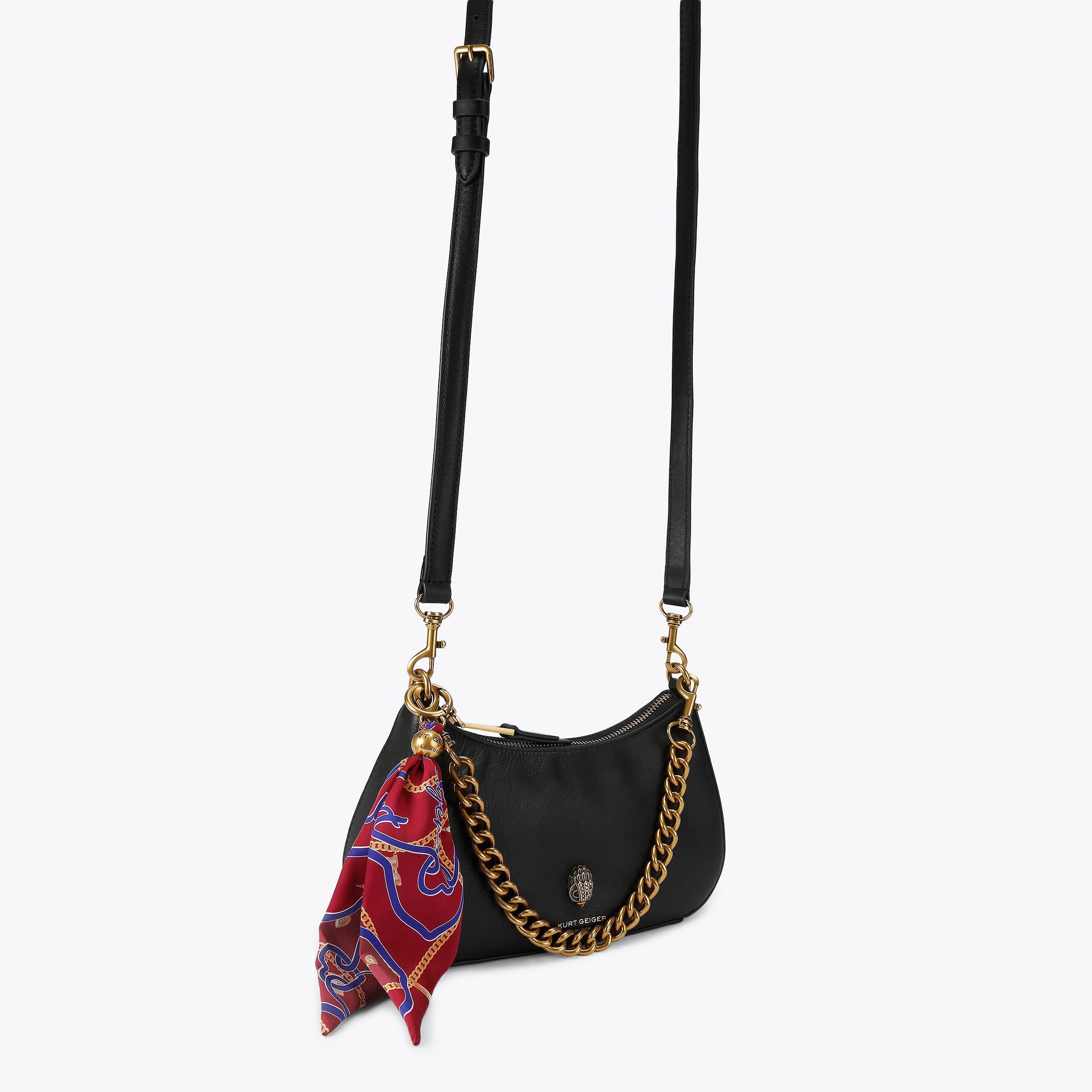 LONDON HOBO XBODY Black Leather Hobo Bag by Kurt Geiger London