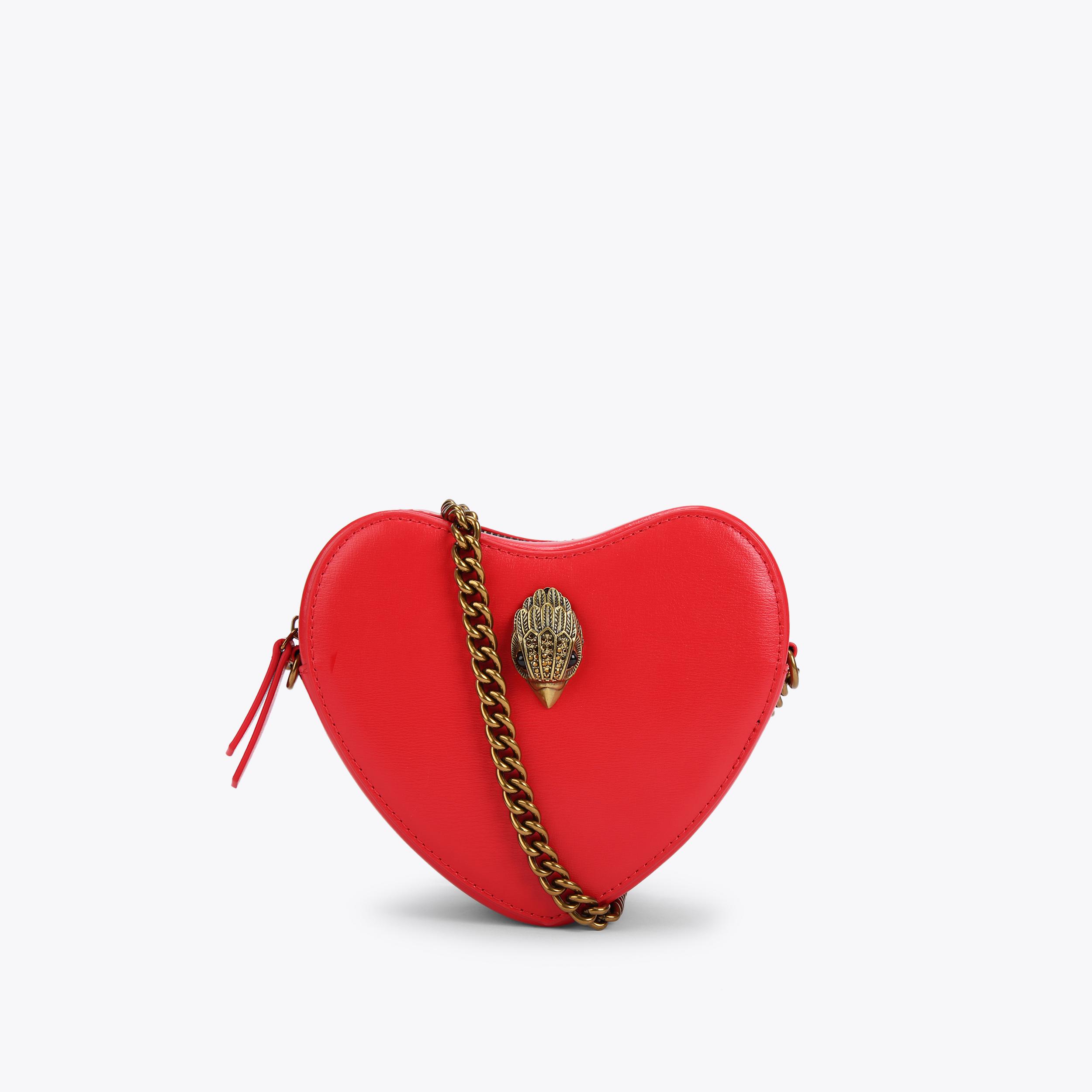 KENSINGTON HEART X BODY Red Smooth Leather Heart Cross Body by KURT GEIGER LONDON