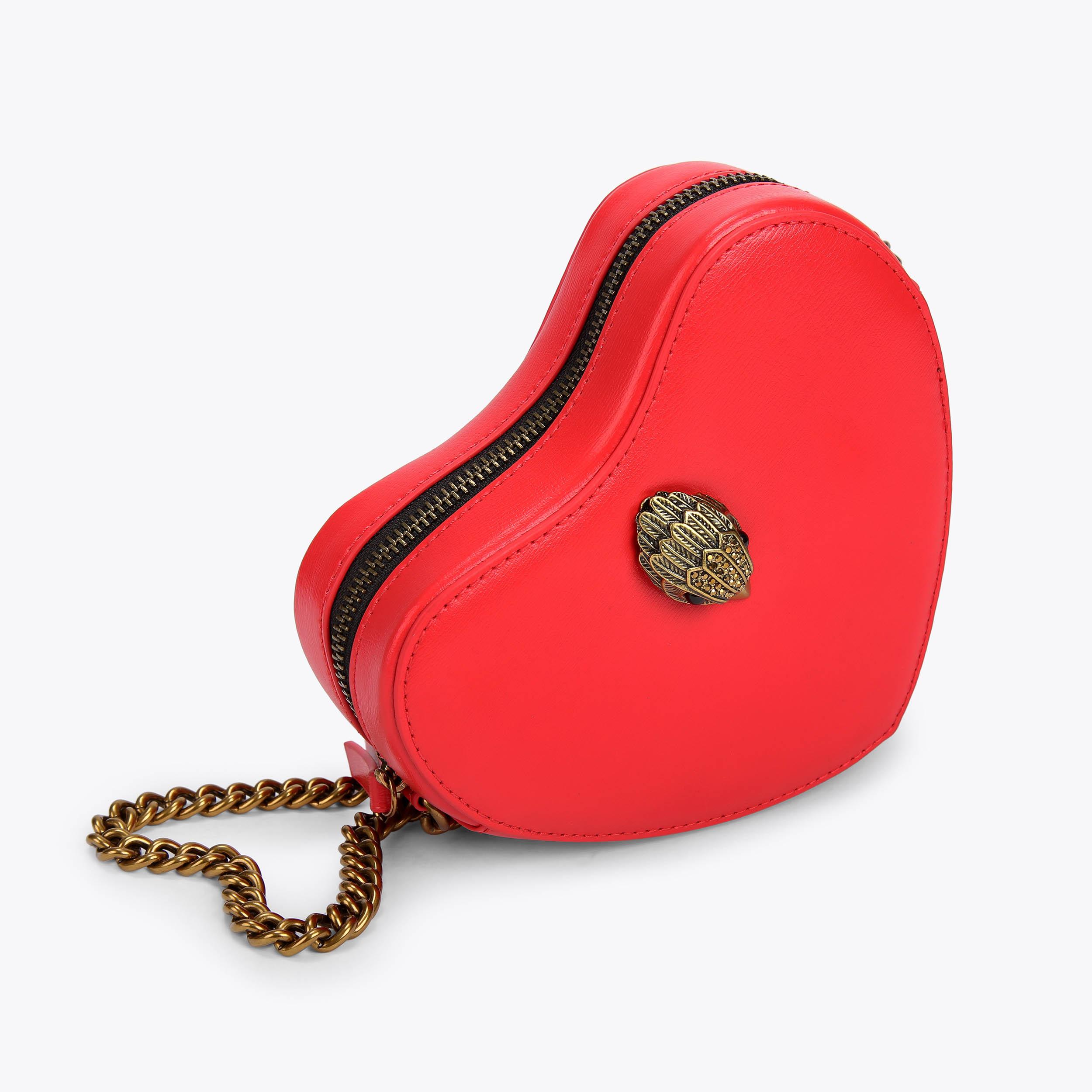 KENSINGTON HEART X BODY Red Smooth Leather Heart Cross Body by KURT GEIGER LONDON