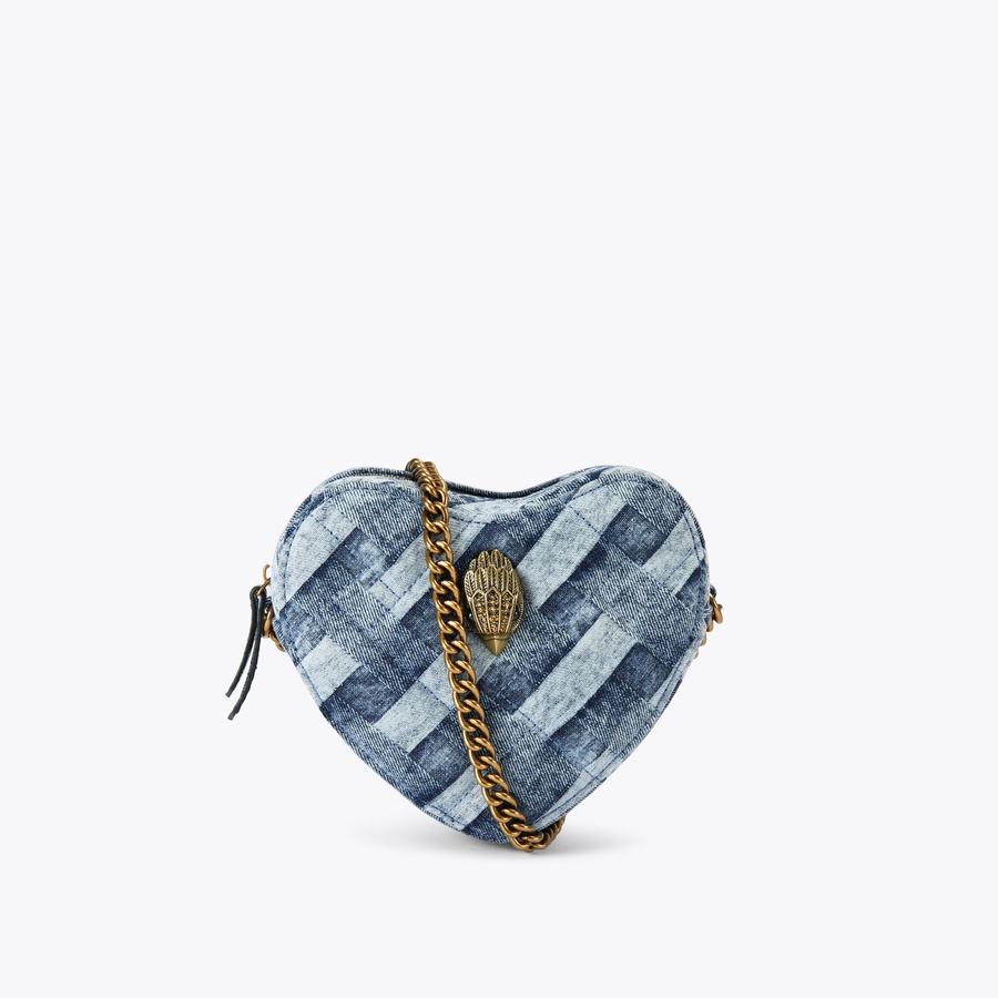 KENSINGTON HEART X BODY Denim Woven Heart Cross Body Bag by