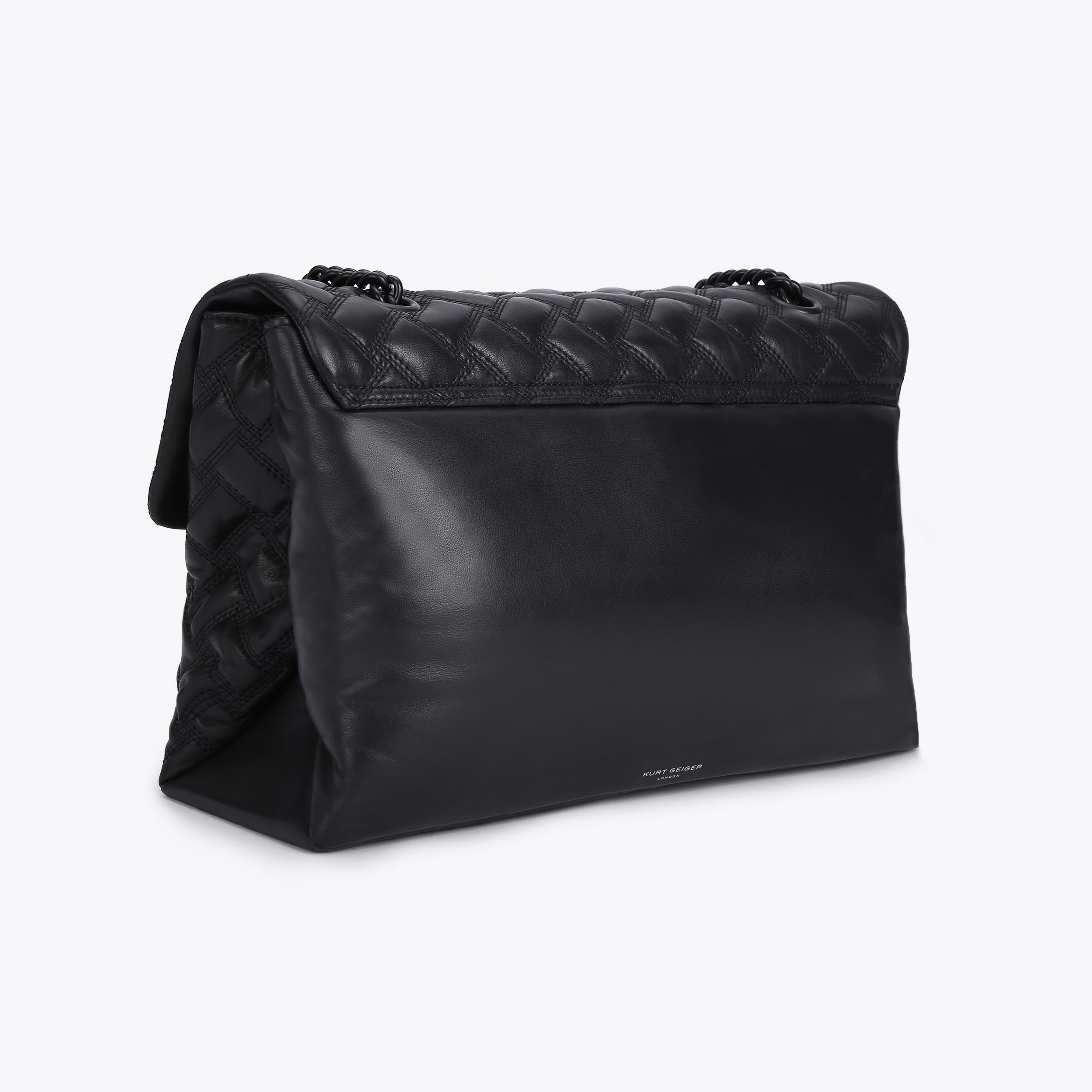 XXL KENSINGTON DRENCH Black Quilted Leather Oversized Shoulder Bag by KURT GEIGER LONDON