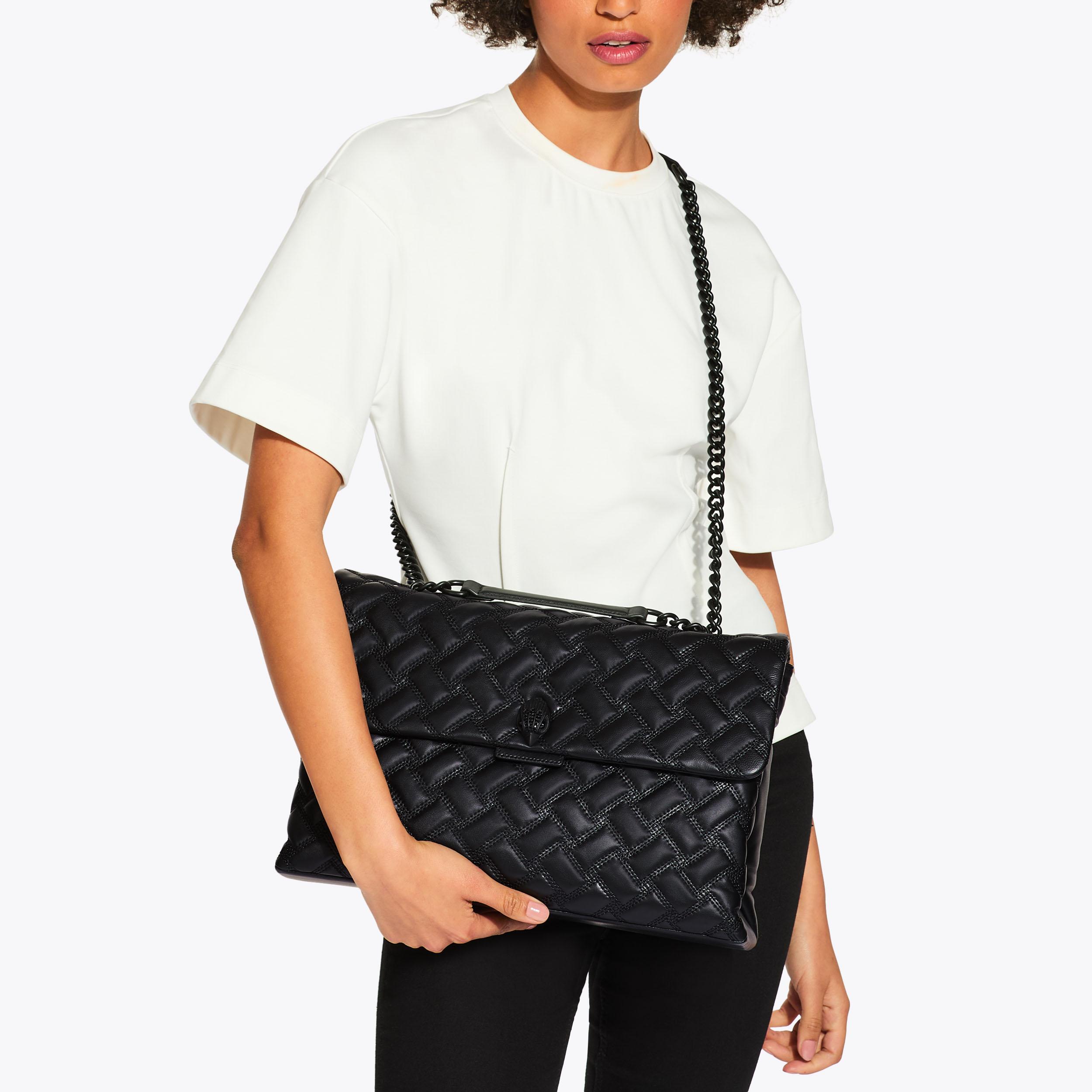 XXL KENSINGTON DRENCH Black Quilted Leather Oversized Shoulder Bag by KURT GEIGER LONDON