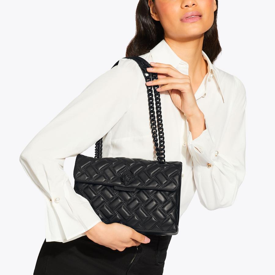 KENSINGTON BAG DRENCH Black Quilted Leather Shoulder Bag by KURT GEIGER LONDON