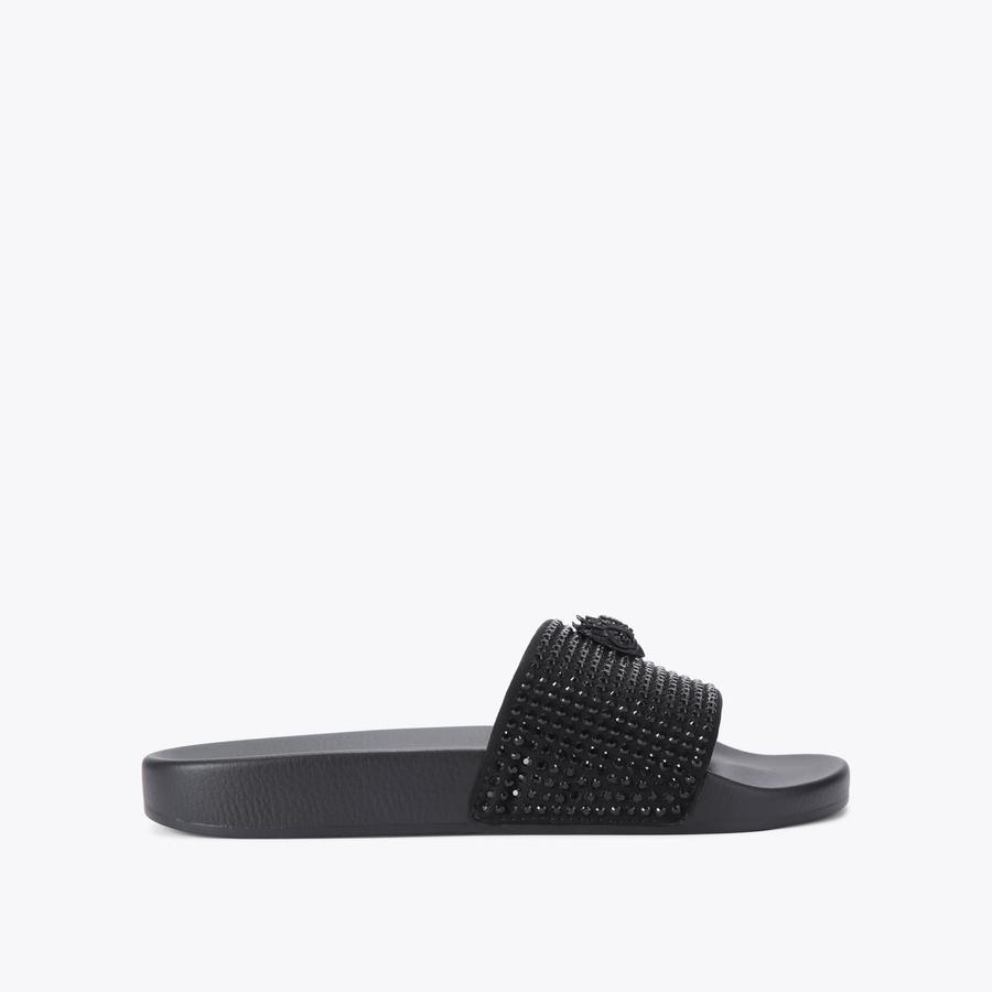 サンダル・ミュール MEENA EAGLE SLIDE SANDALS MEENA EAGLE Metallic Stripe Quilt Eagle Sliders by KURT